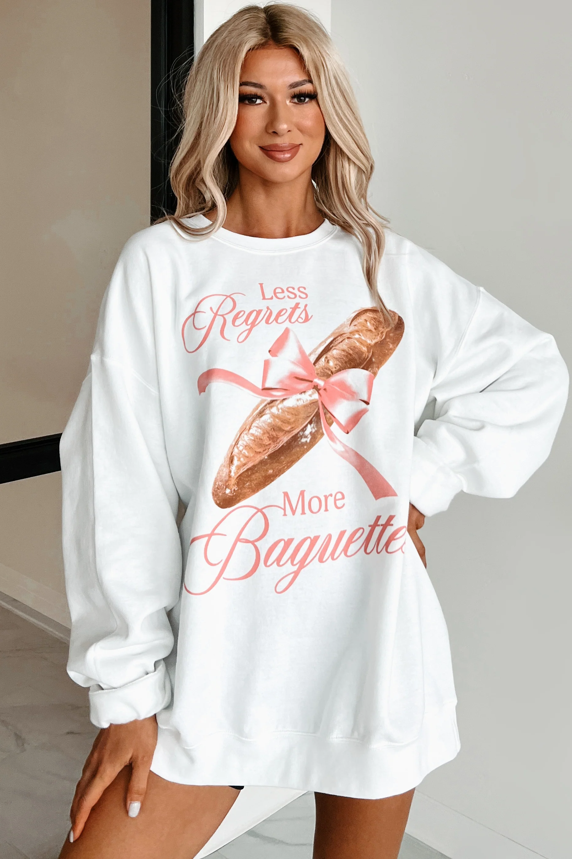 "More Baguettes" Graphic Sweatshirt (White) - Image 2