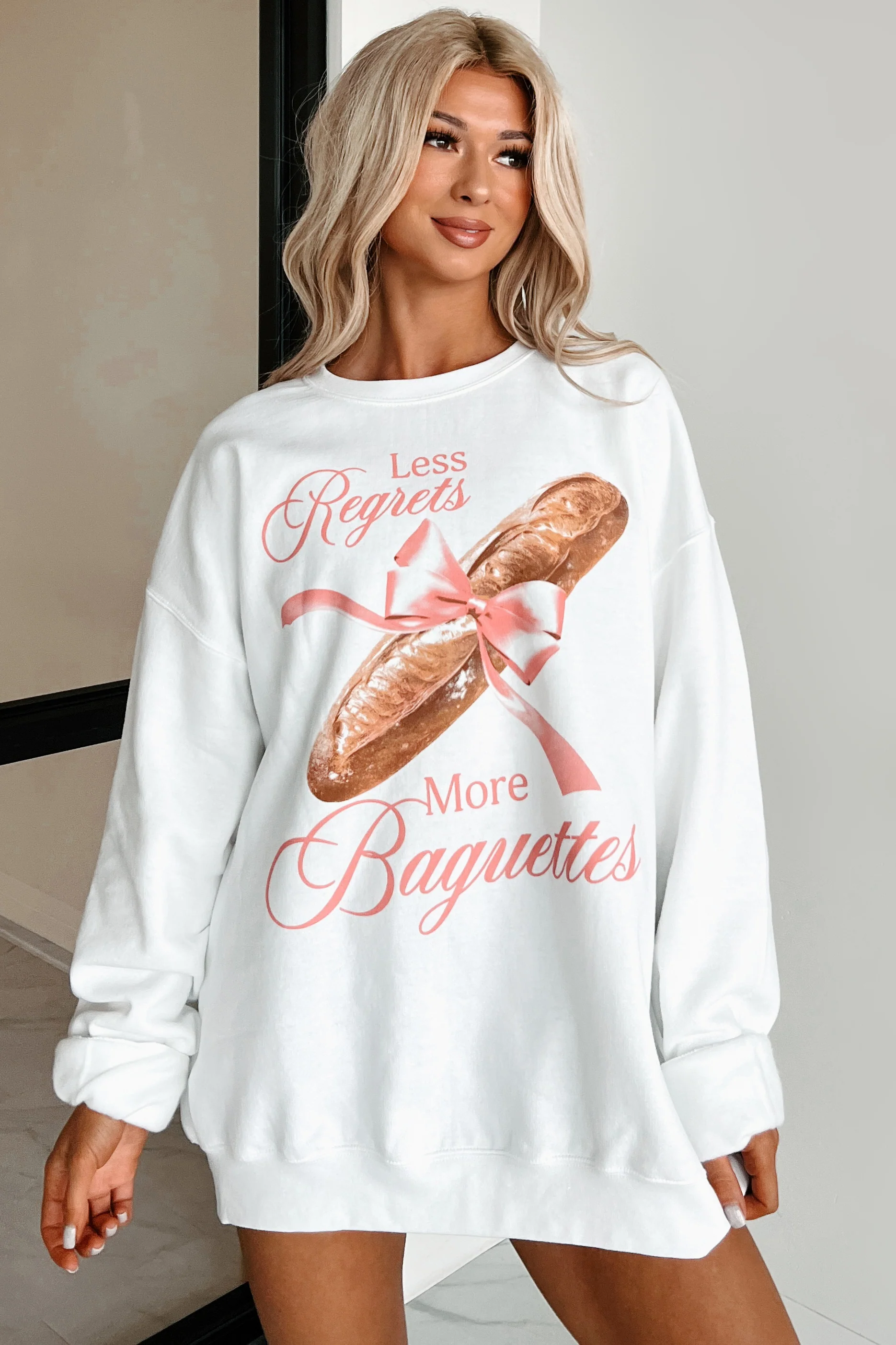 "More Baguettes" Graphic Sweatshirt (White) - Image 8