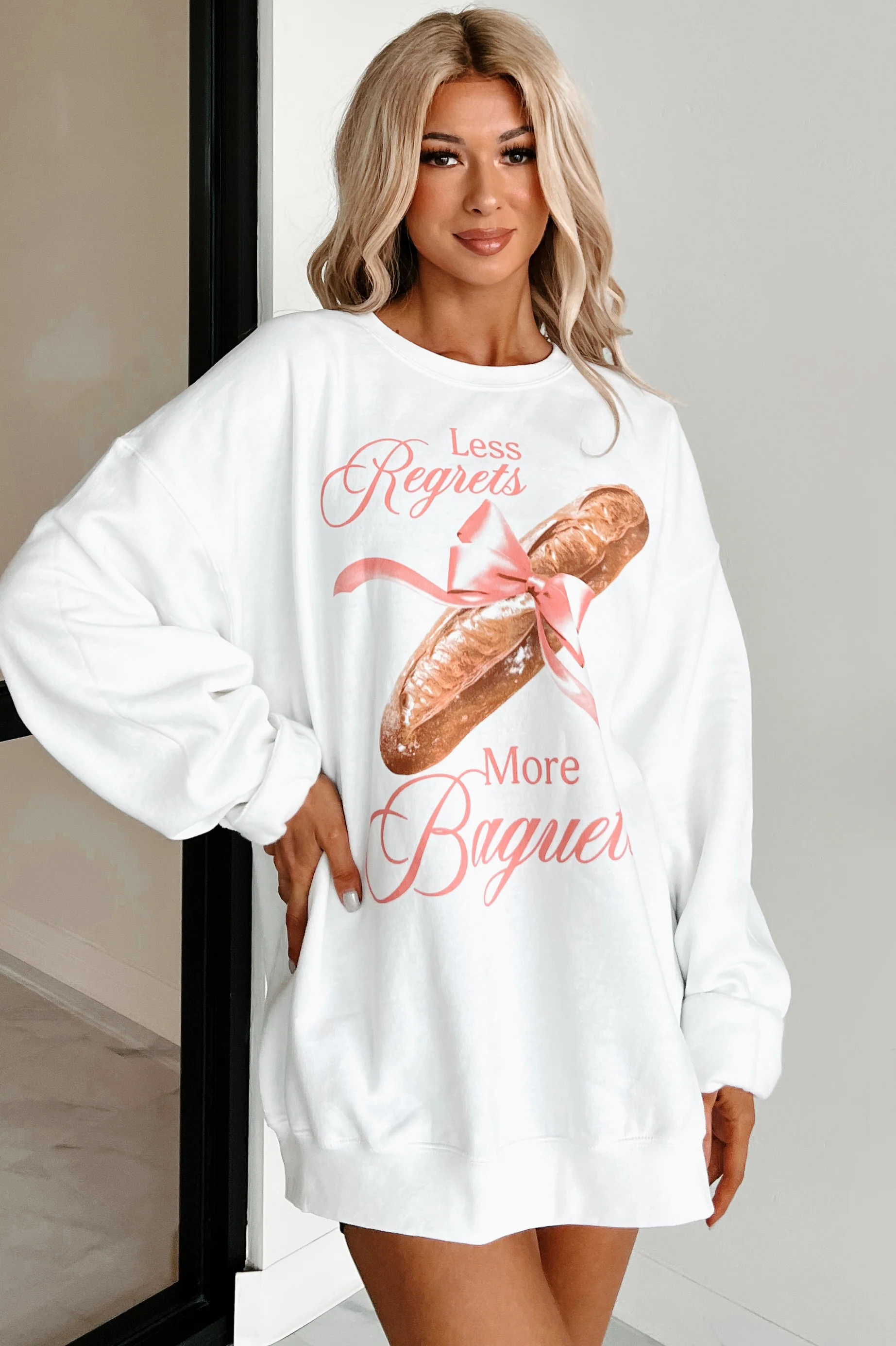 "More Baguettes" Graphic Sweatshirt (White) - Image 9