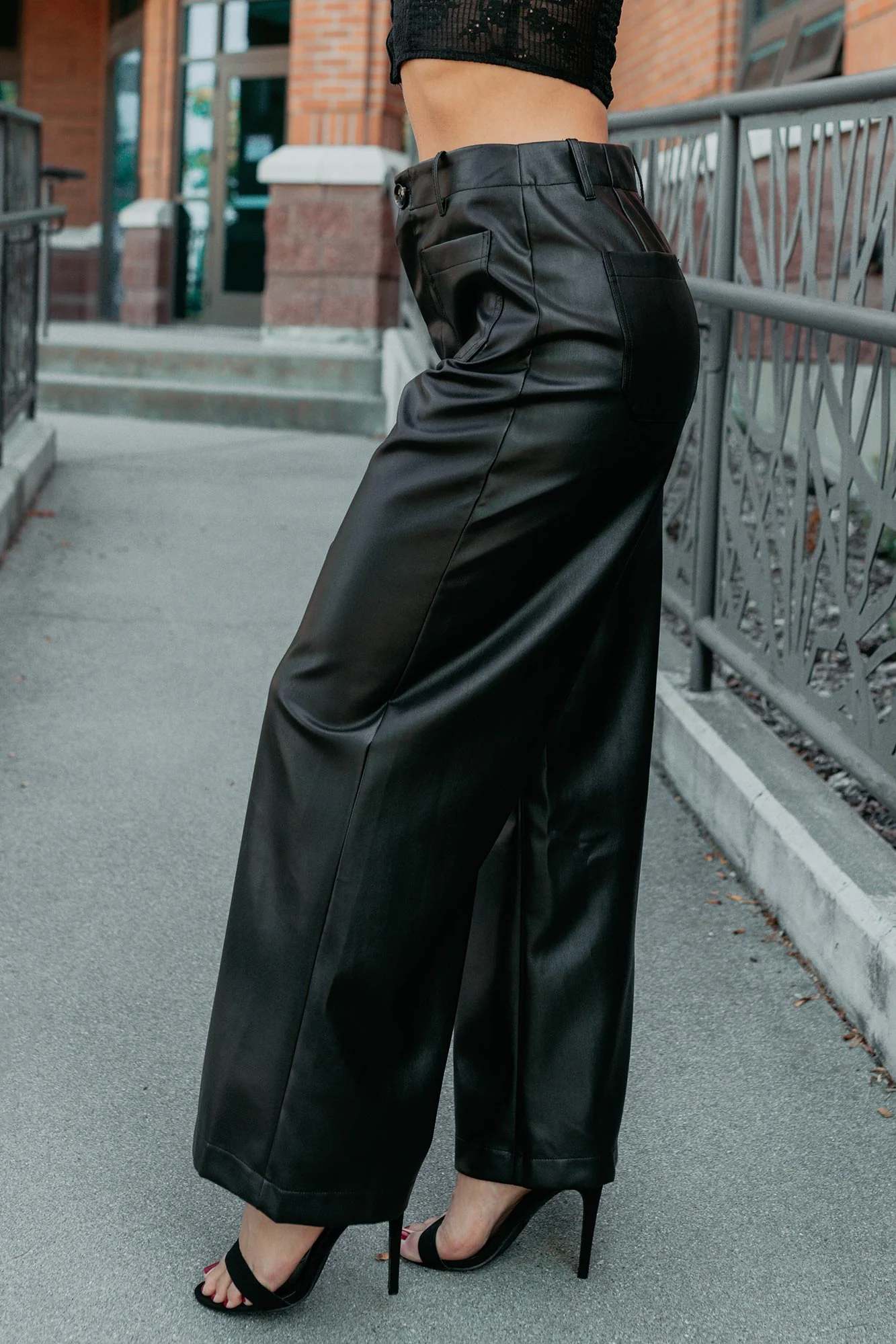 More Than Usual Wide-Leg Faux Leather Pant (Black) - Image 12