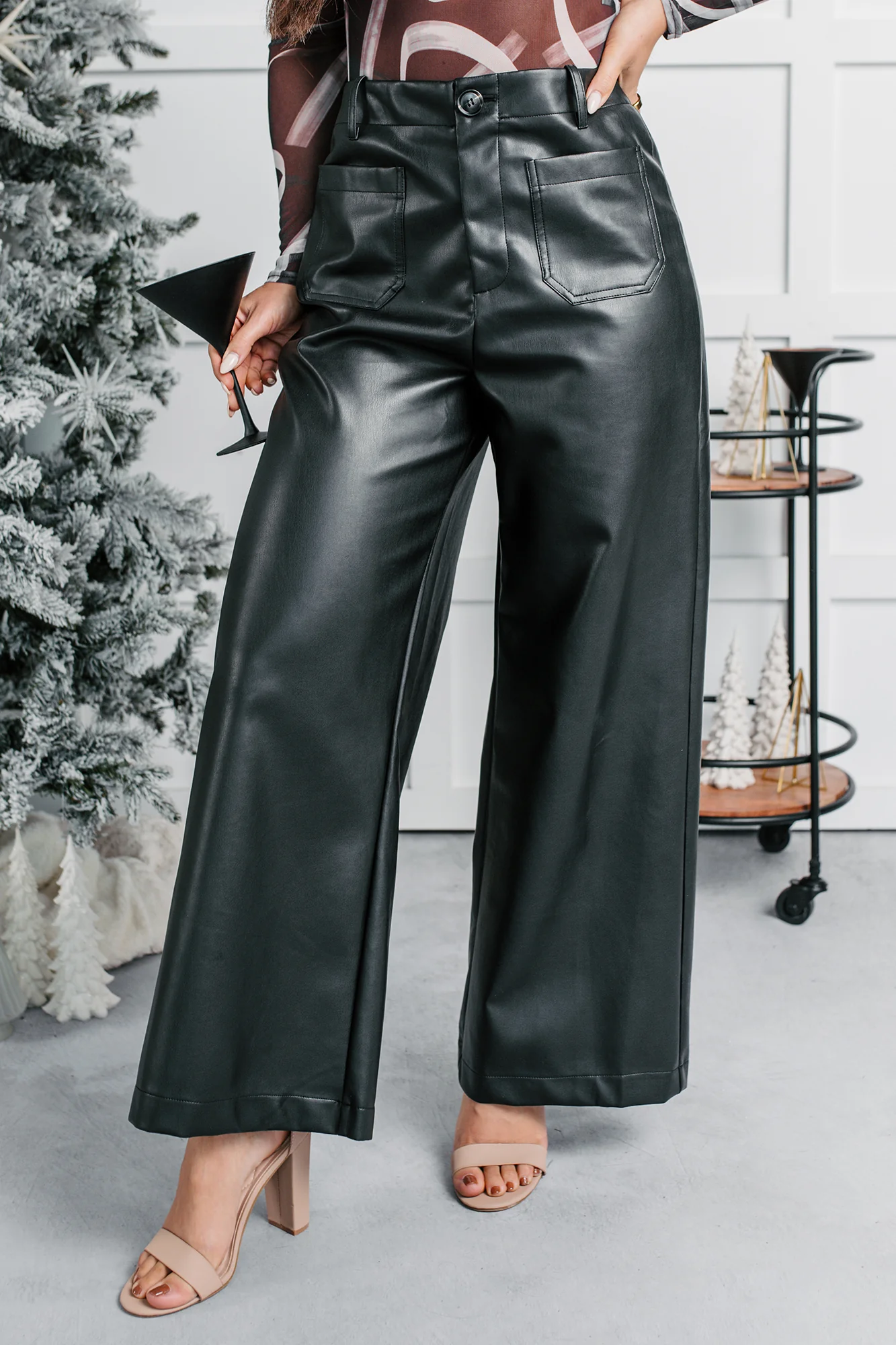 More Than Usual Wide-Leg Faux Leather Pant (Black) - Image 2