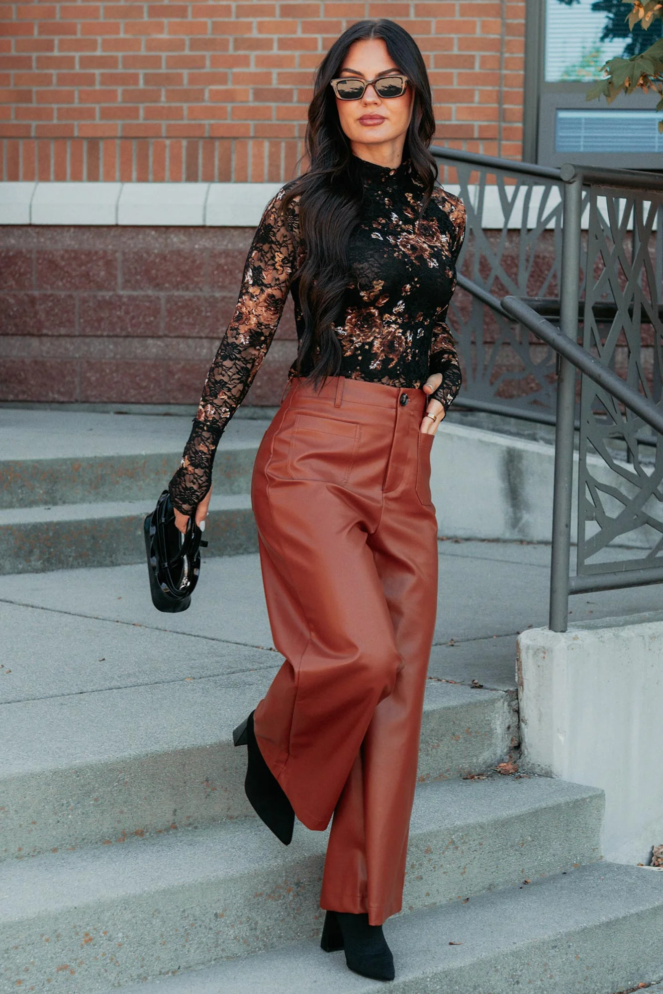 More Than Usual Wide-Leg Faux Leather Pant (Camel) - Image 10