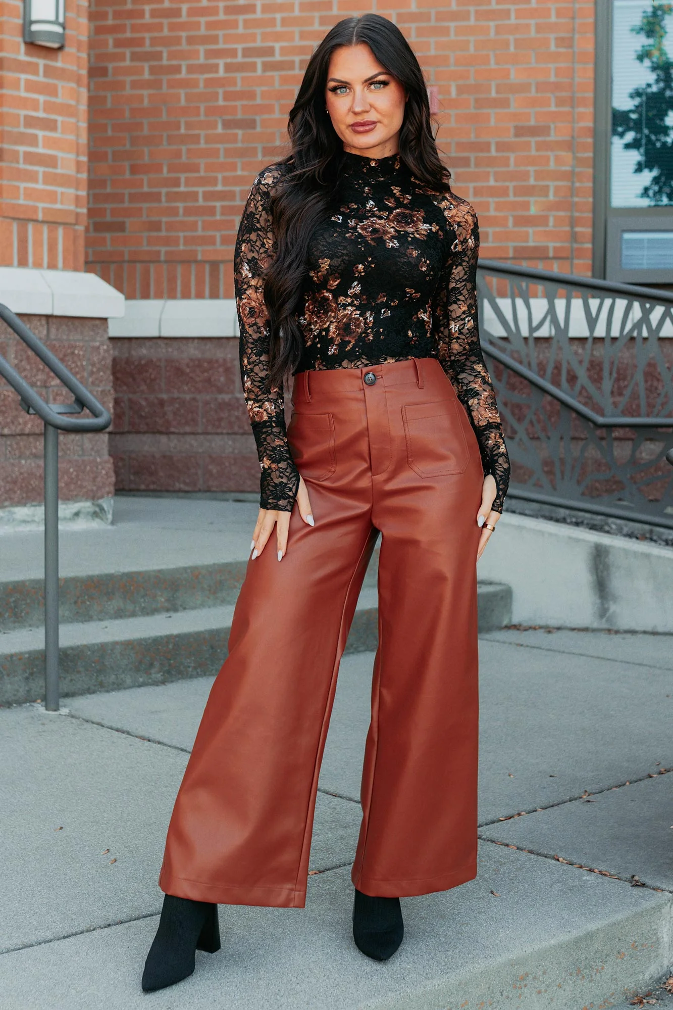 More Than Usual Wide-Leg Faux Leather Pant (Camel) - Image 11
