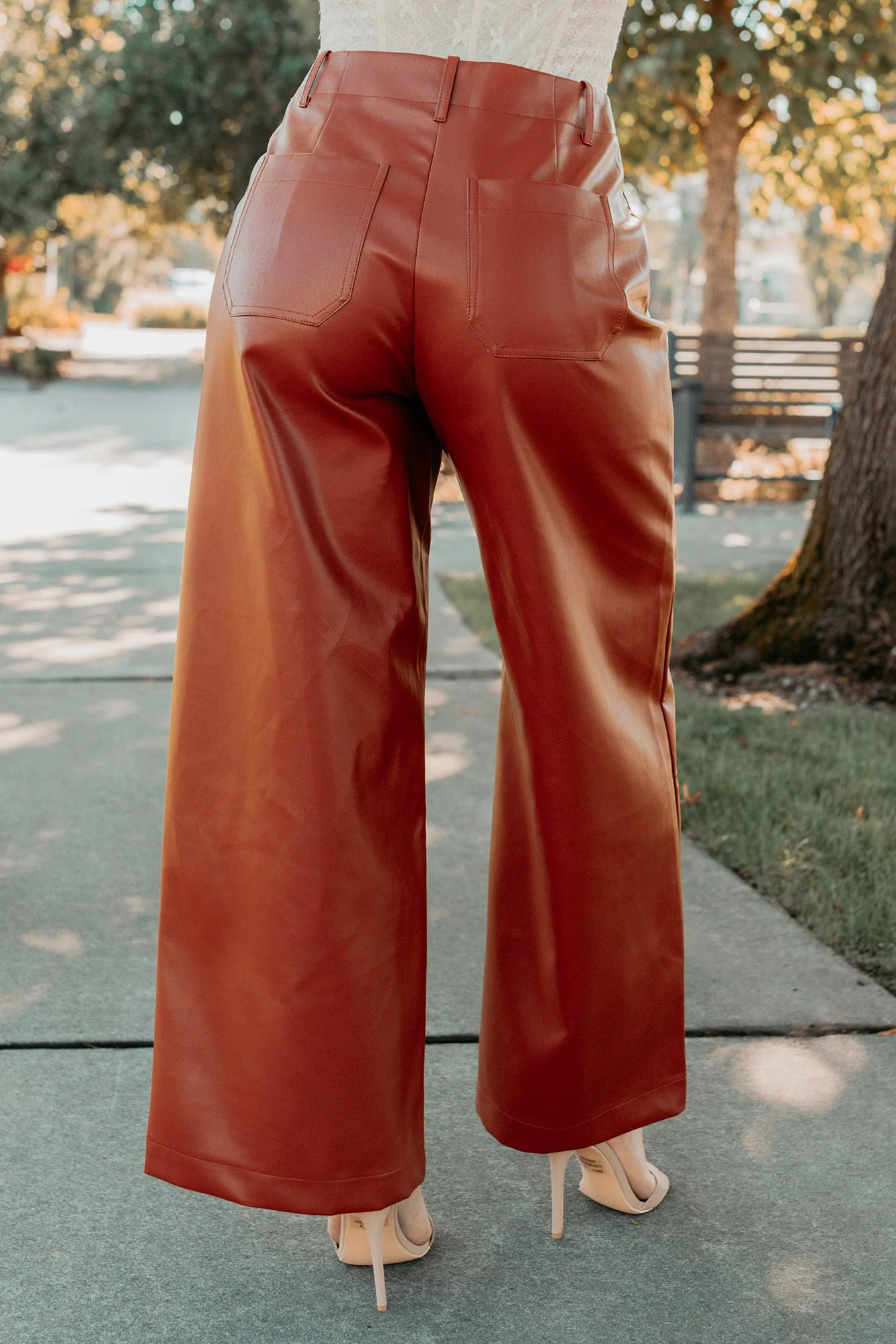 More Than Usual Wide-Leg Faux Leather Pant (Camel) - Image 3