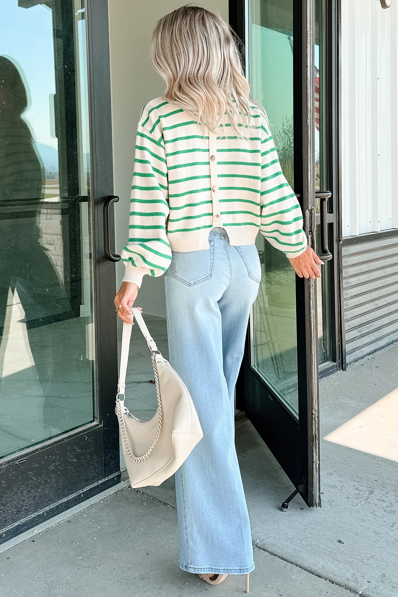 Morning Rituals Striped Button Detail Sweater (Green) - Image 17