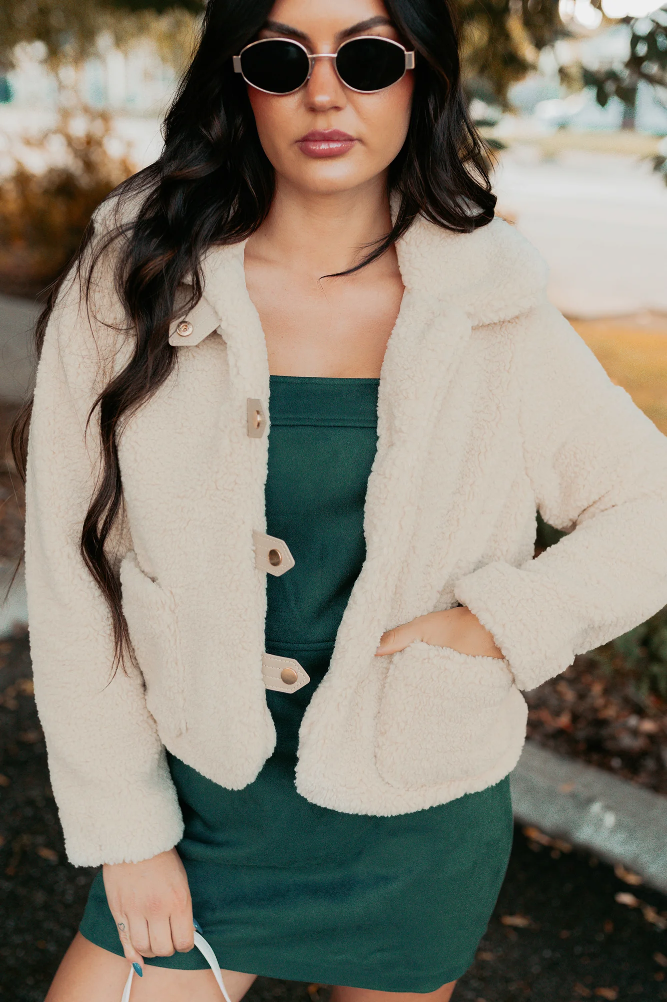 Mountain Haze Snap Button Up Sherpa Jacket (Cream) - Image 8