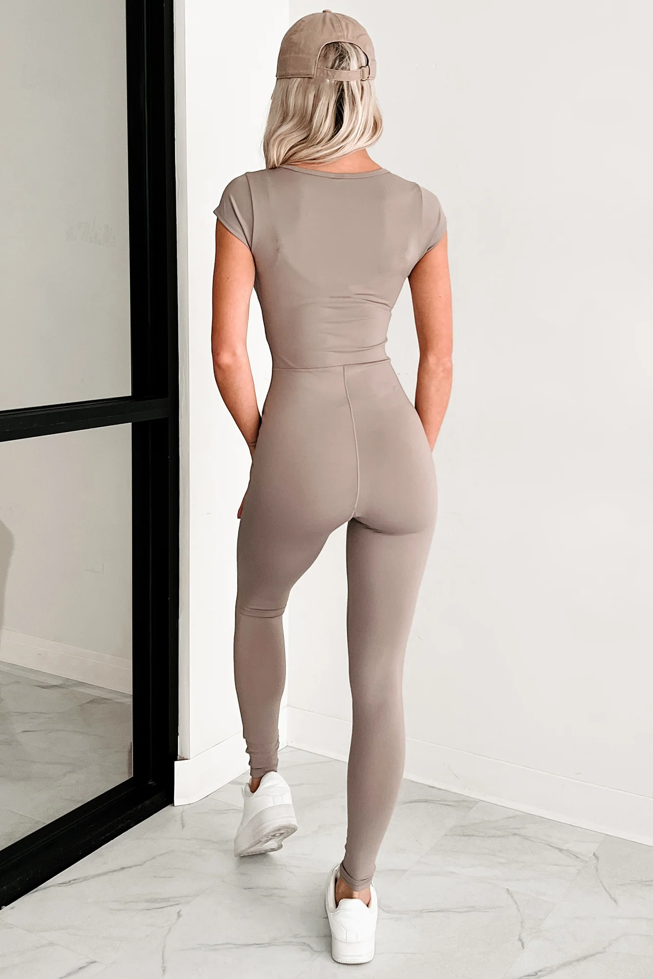 Mountain Path Cap Sleeve Stretchy Catsuit (Ash) - Image 5