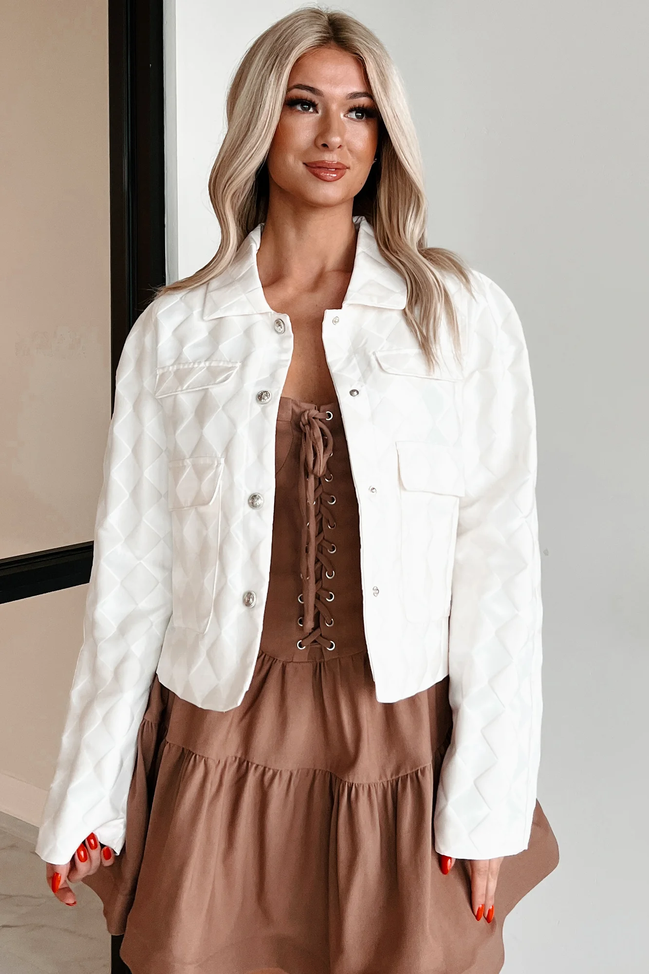 Moving Pawns Woven Checker Jacket (Off White) - Image 6
