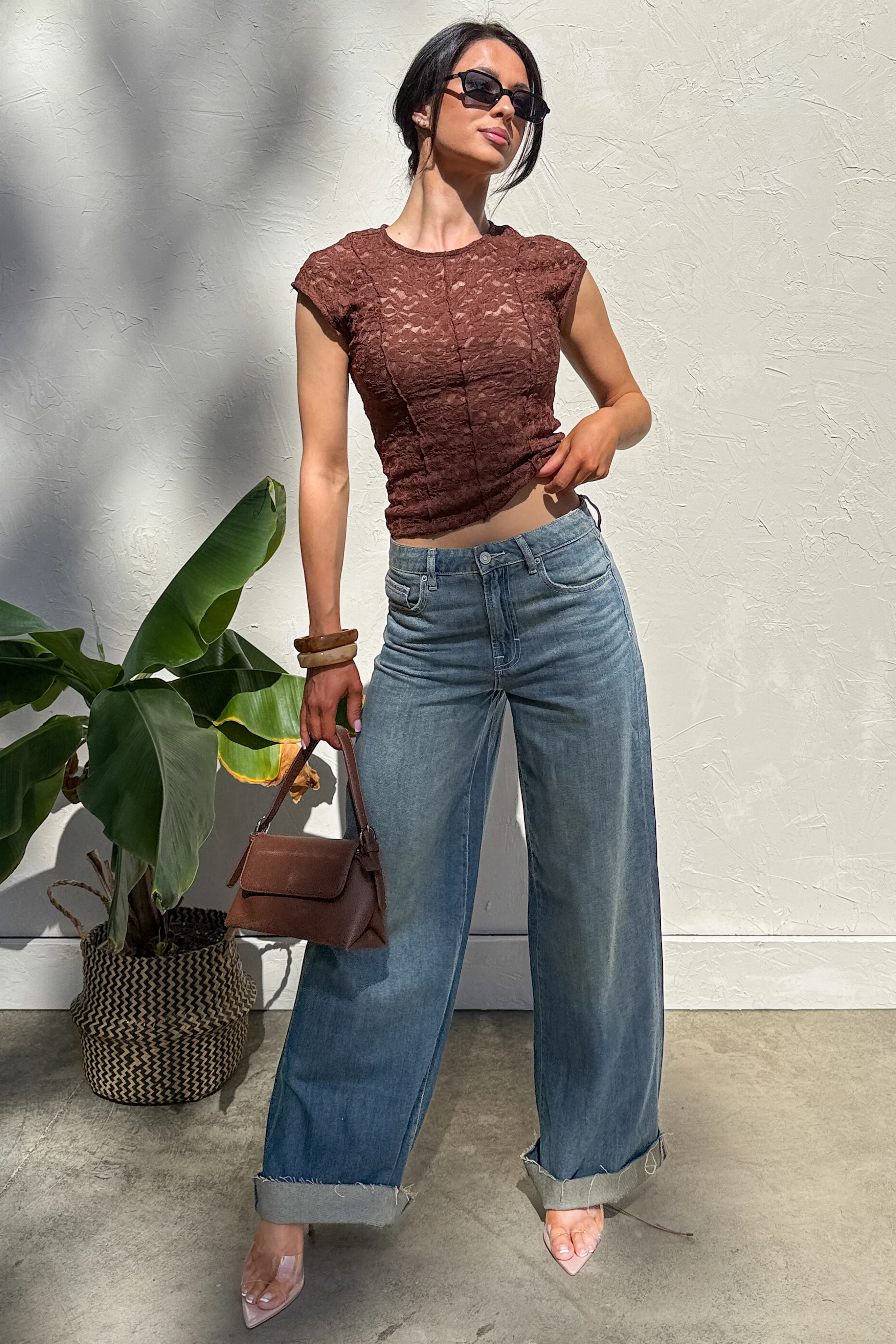 Muse At Midnight Floral Lace Top (Brown) - Image 3