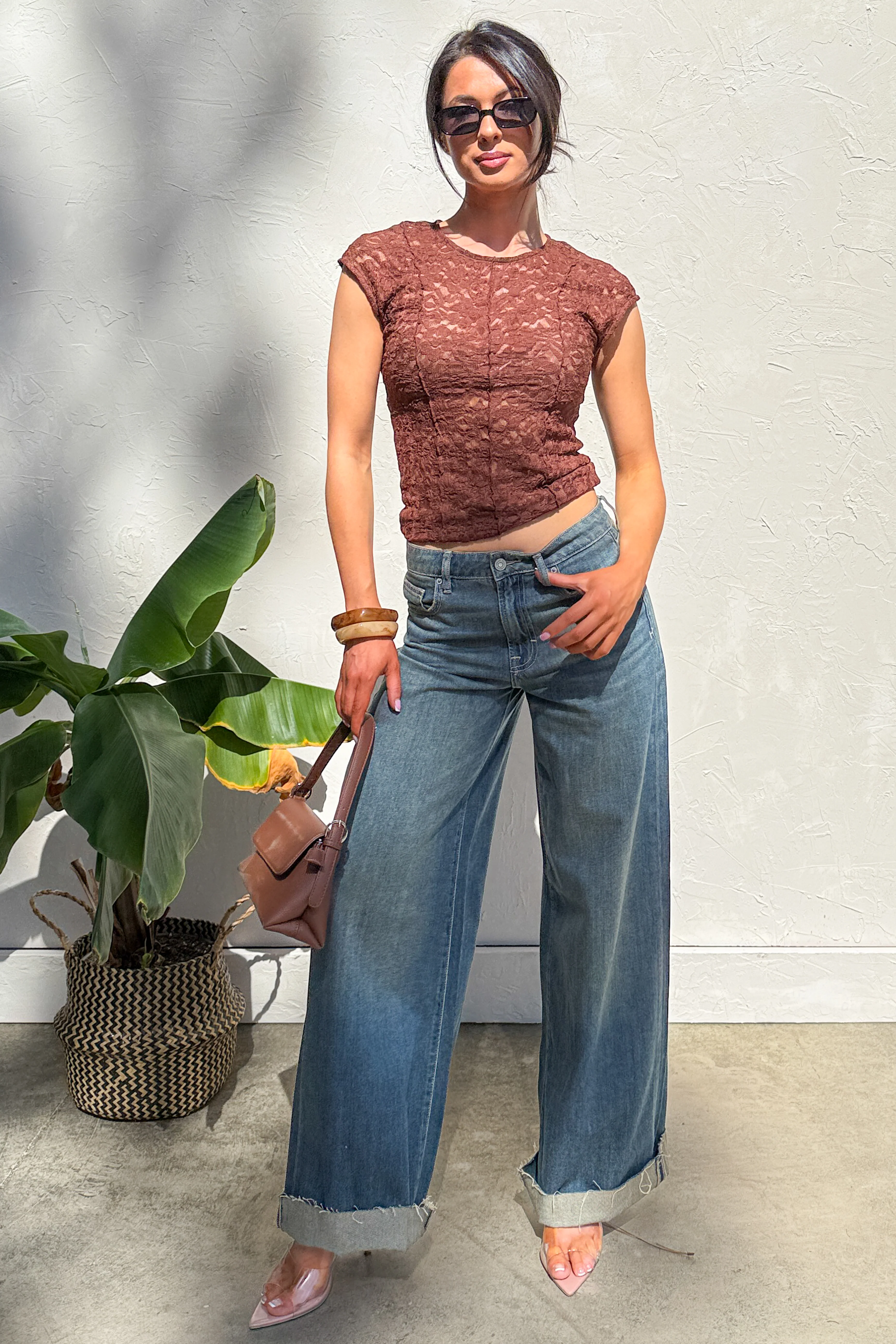 Muse At Midnight Floral Lace Top (Brown) - Image 4
