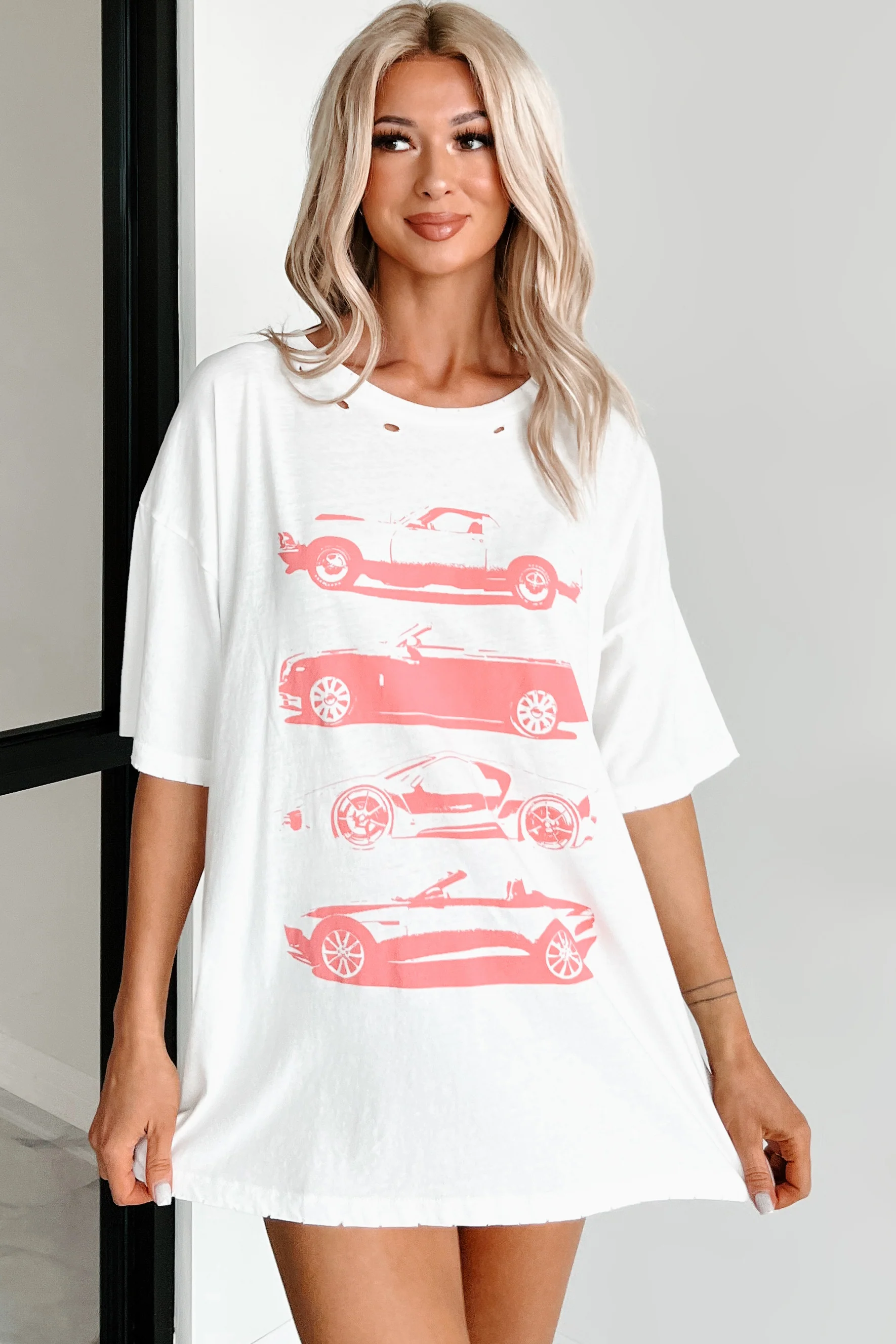 My Car Crush Oversized Distressed Graphic Tee (Ivory) - Image 6