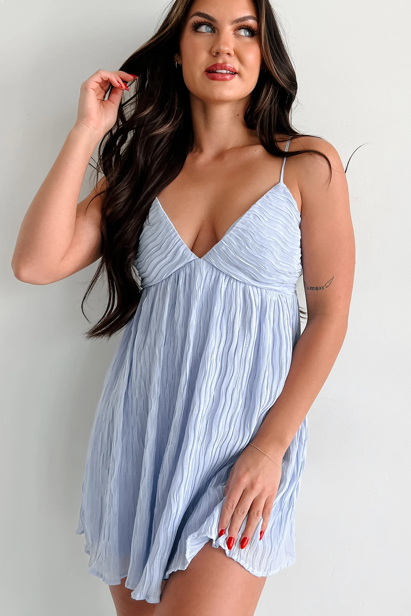 My Journey To Love Mini Dress (Light Blue) - Image 10
