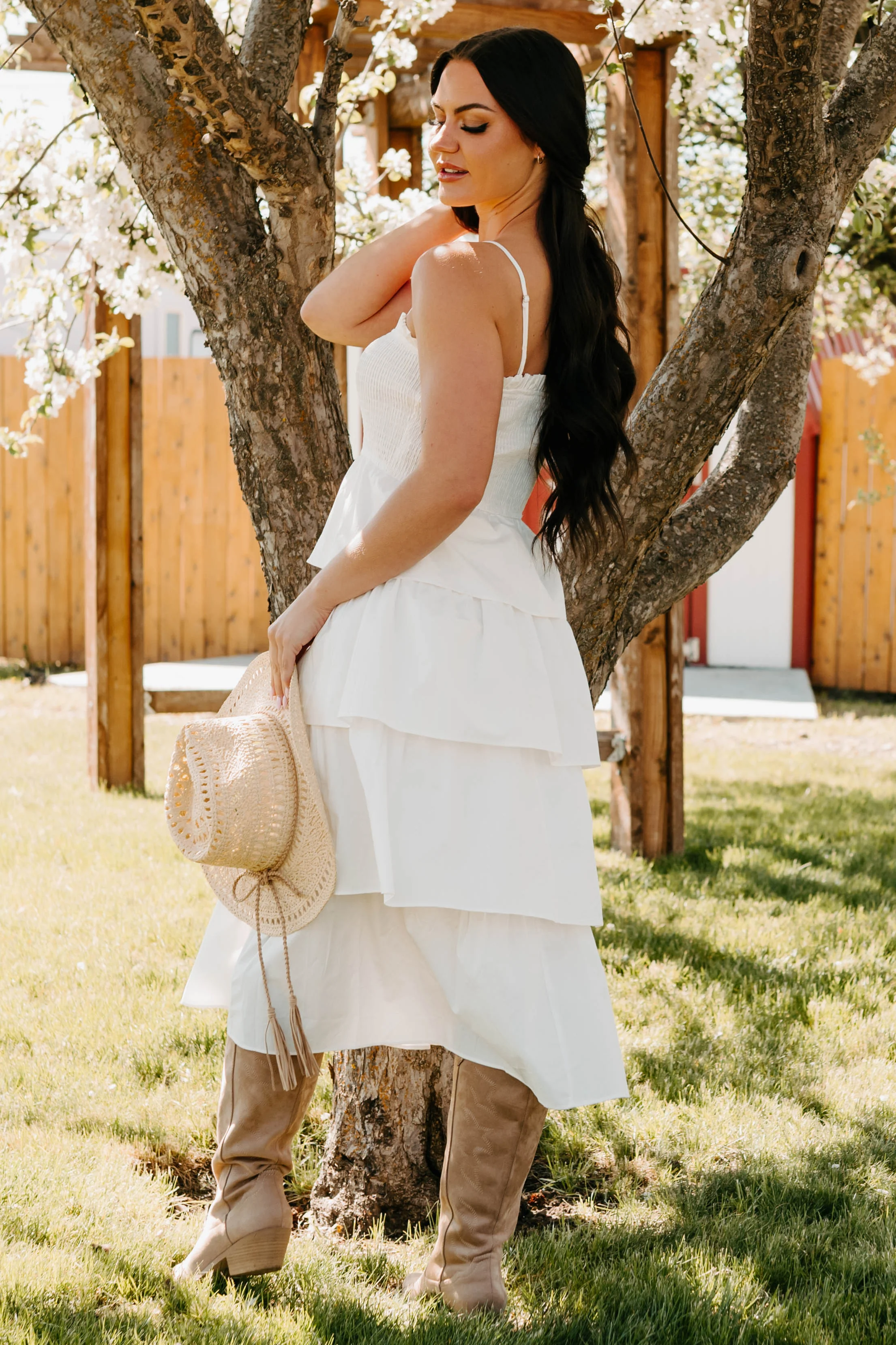 My Unique Perspective Tiered Ruffle Midi Dress (White) - Image 3
