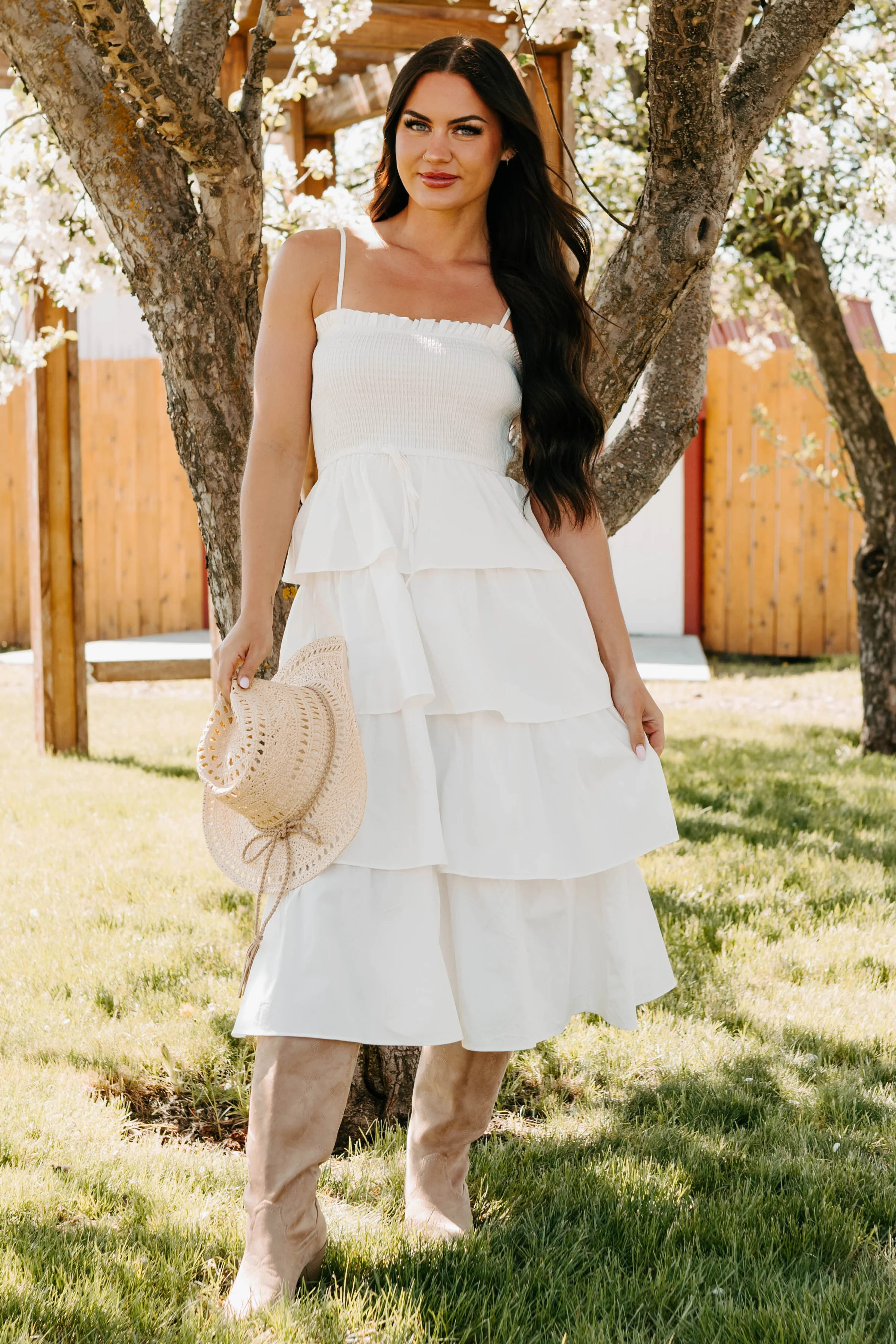 My Unique Perspective Tiered Ruffle Midi Dress (White) - Image 6