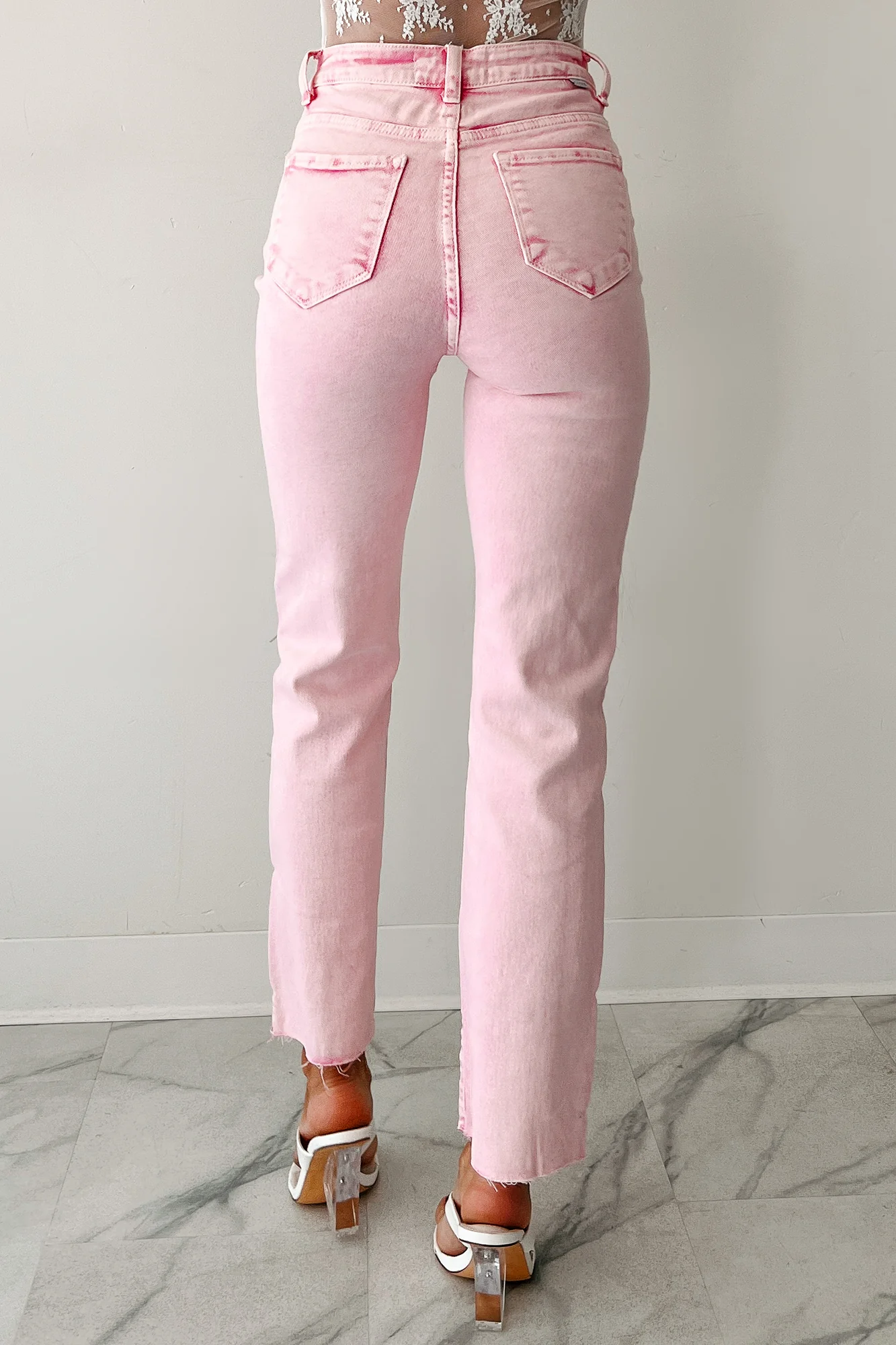 Nadine High Rise Straight Leg Risen Jeans (Acid Pink) - Image 7