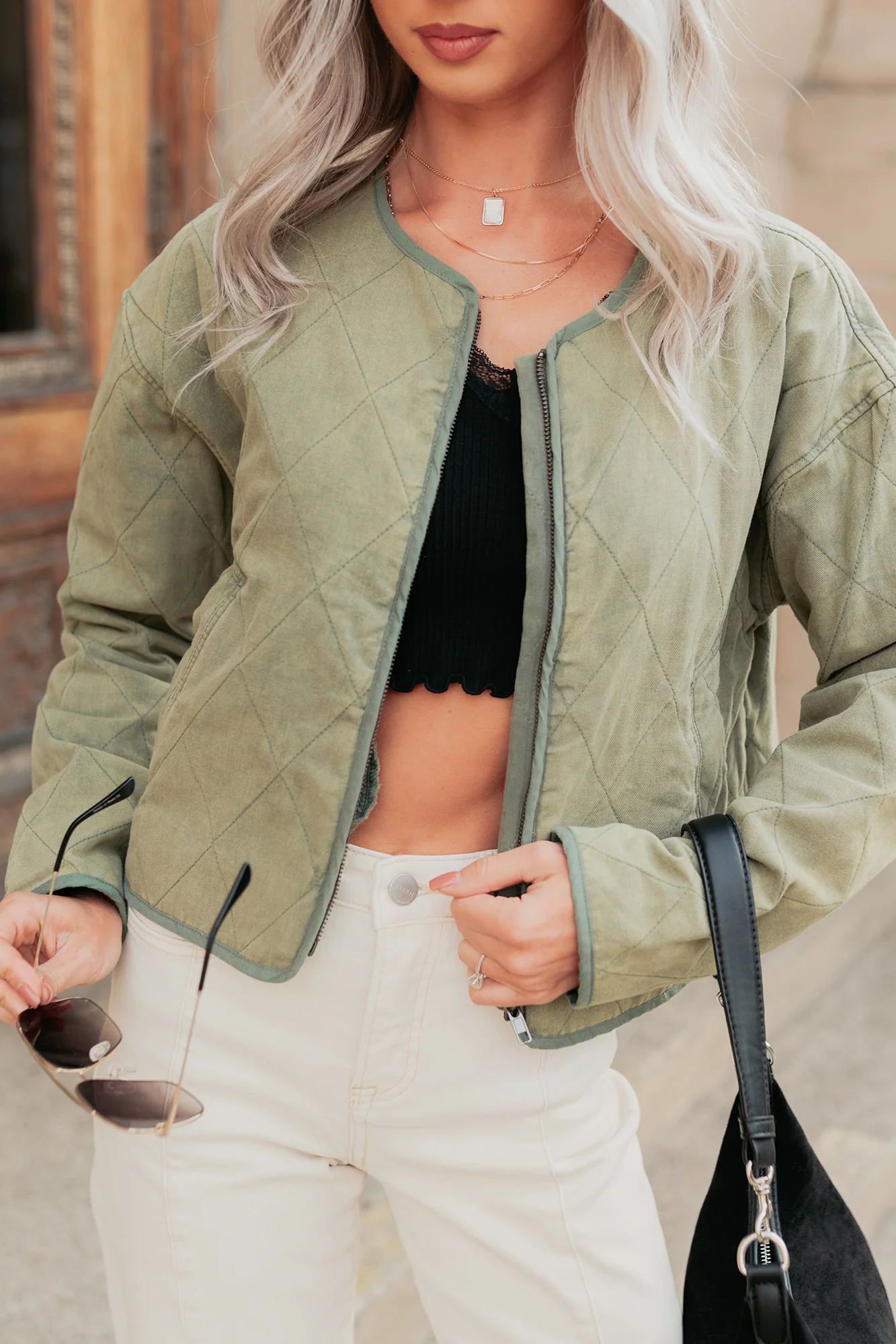 Natural Essence Quilted Zip-Up Jacket (Vintage Olive) - Image 7