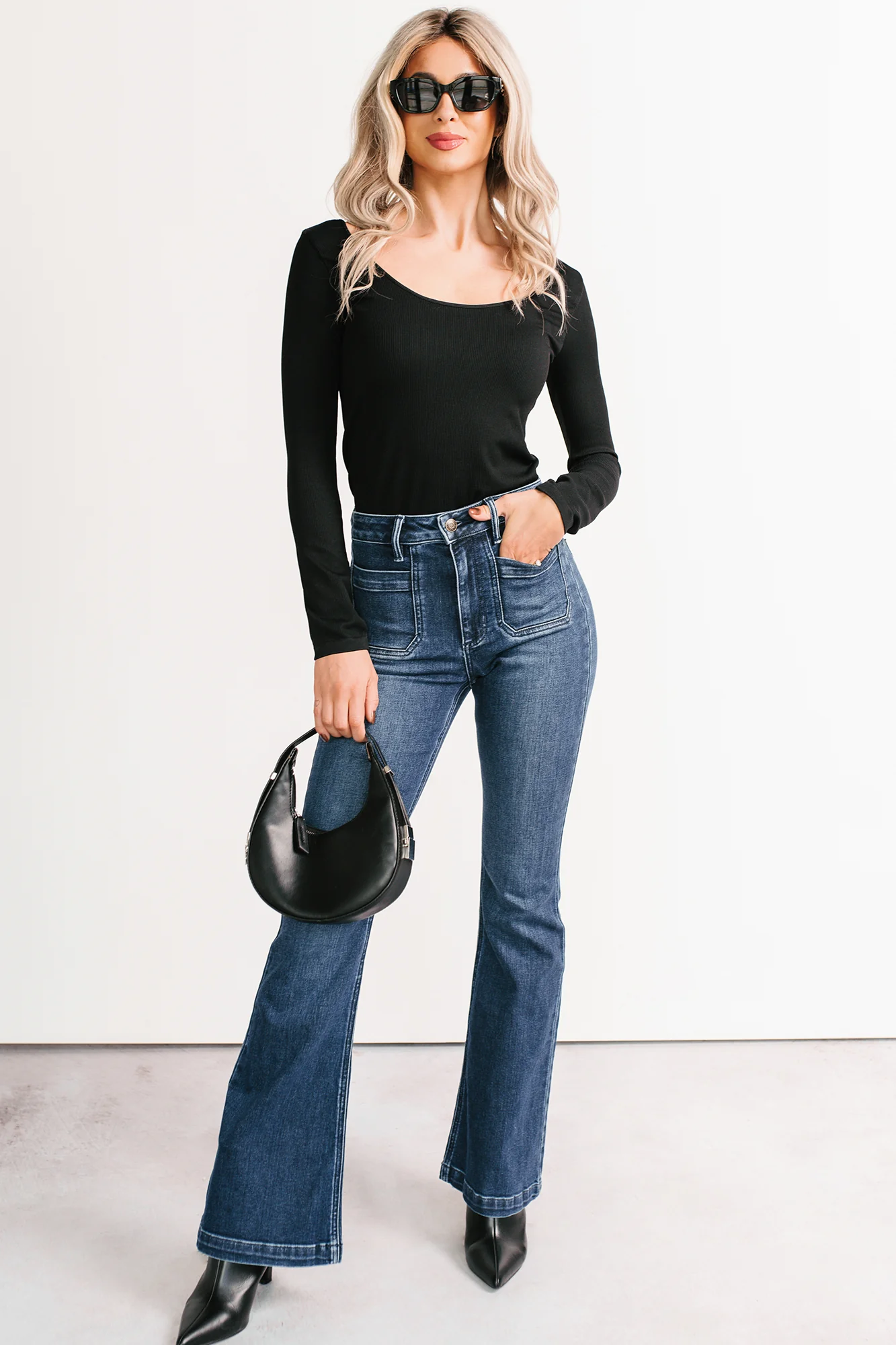 Natural Glow Scoop Neck Ribbed Top (Black) - Image 10
