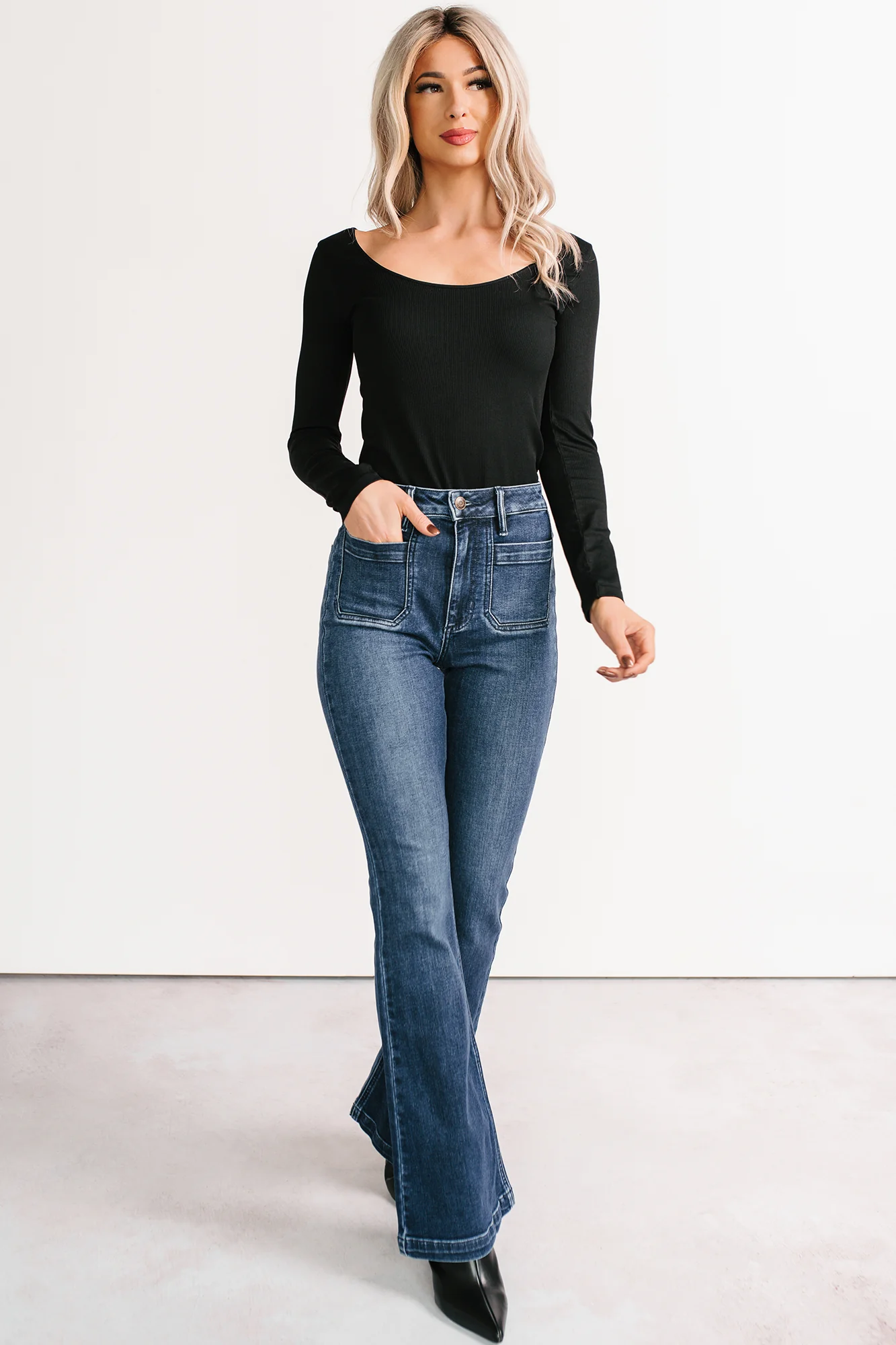 Natural Glow Scoop Neck Ribbed Top (Black) - Image 13