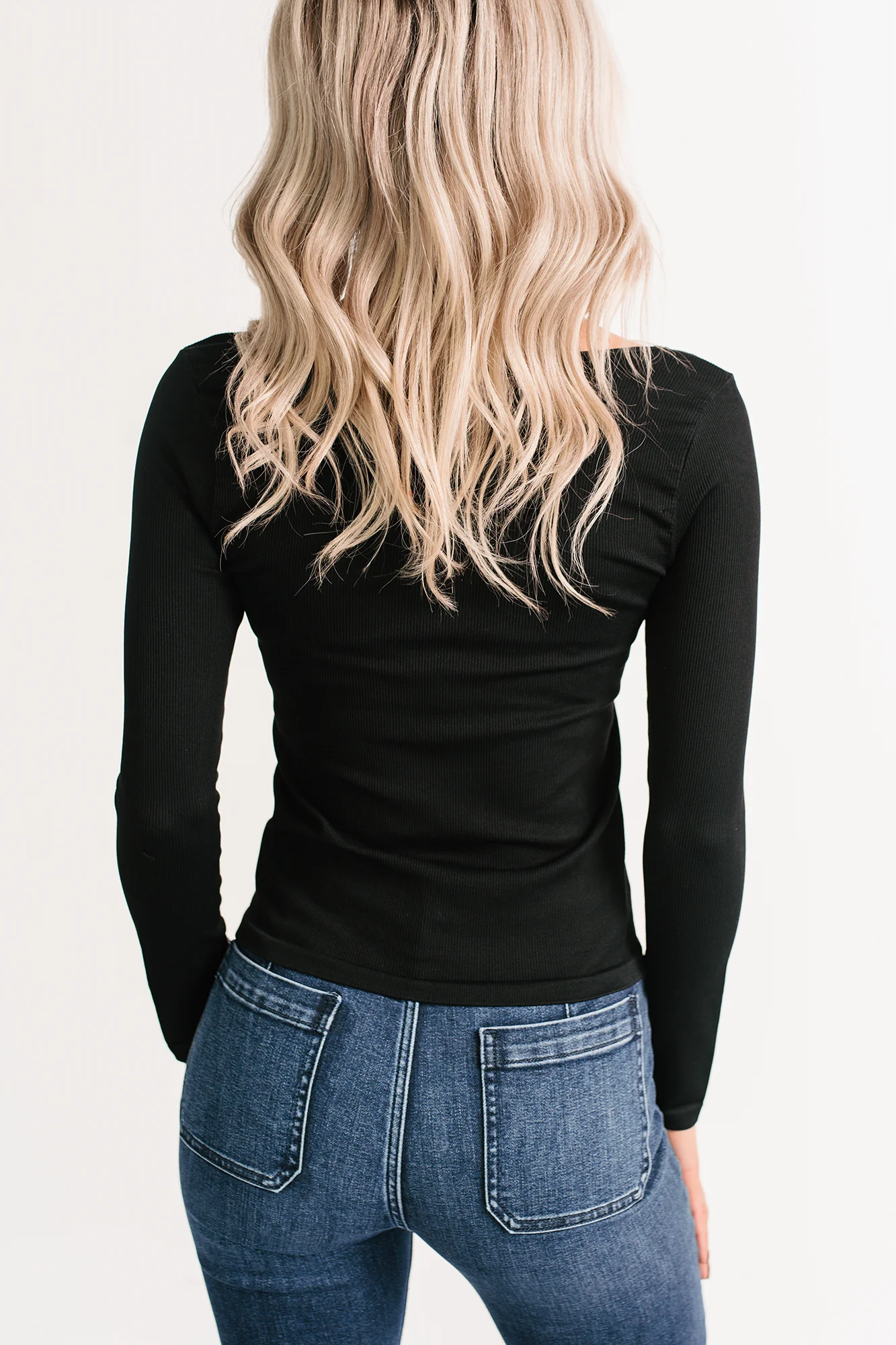 Natural Glow Scoop Neck Ribbed Top (Black) - Image 15