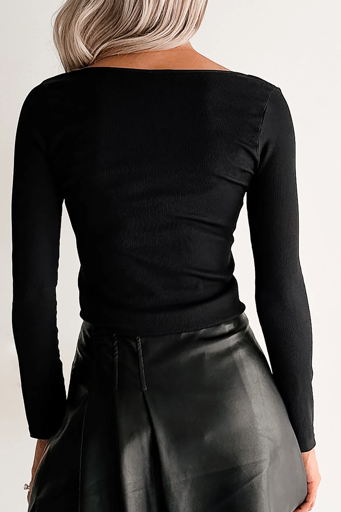 Natural Glow Scoop Neck Ribbed Top (Black) - Image 8