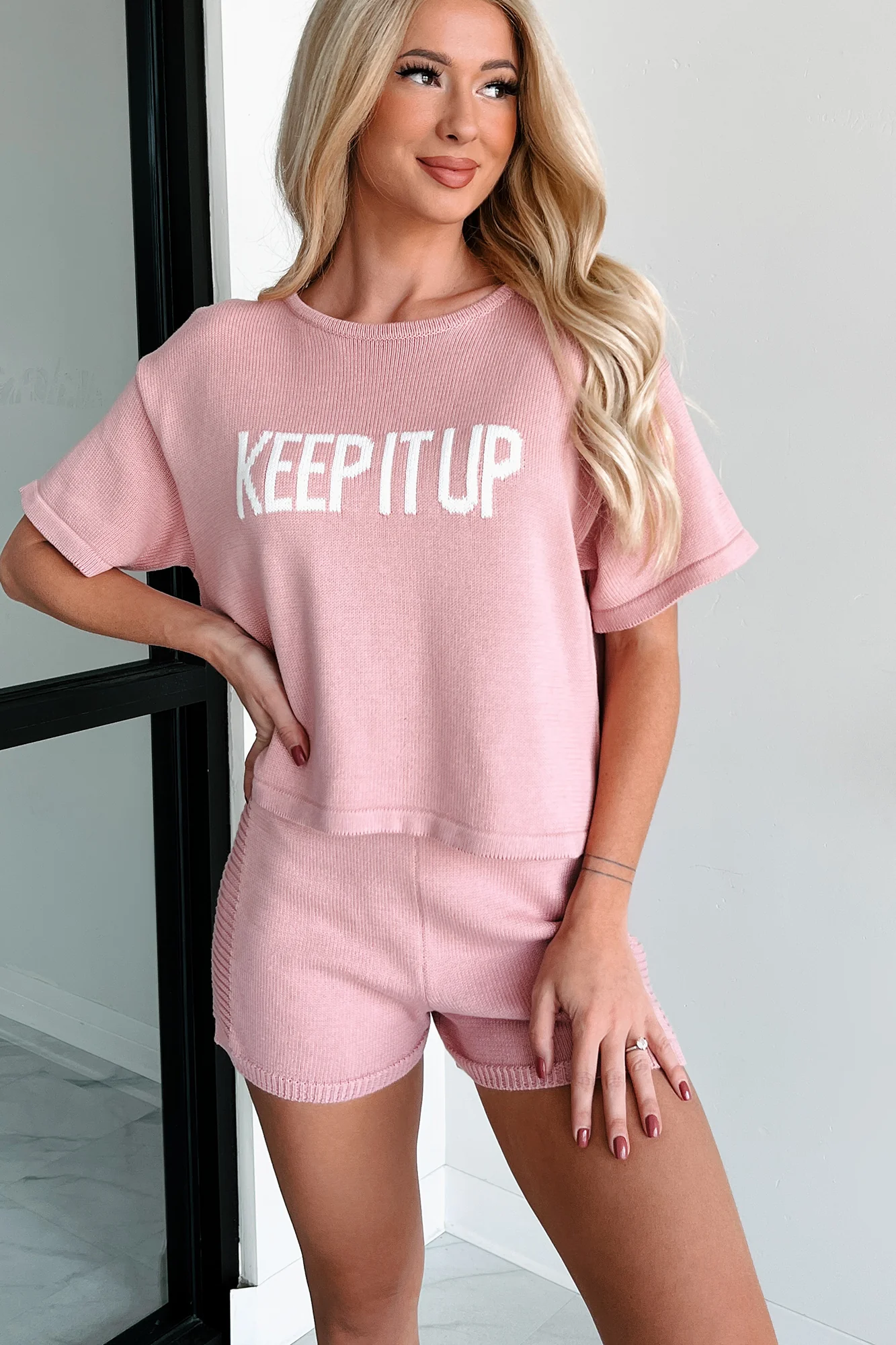 Needing Comfort High Rise Knit Shorts (Blush) - Image 3