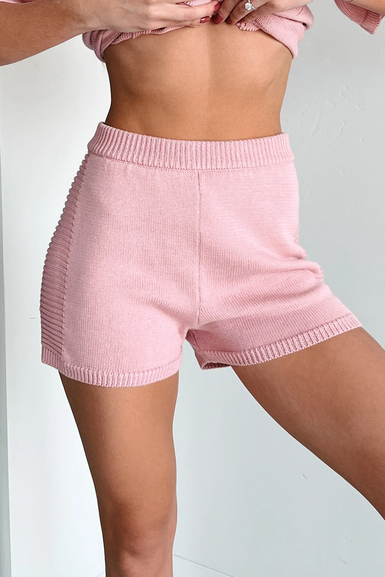 Needing Comfort High Rise Knit Shorts (Blush) - Image 4