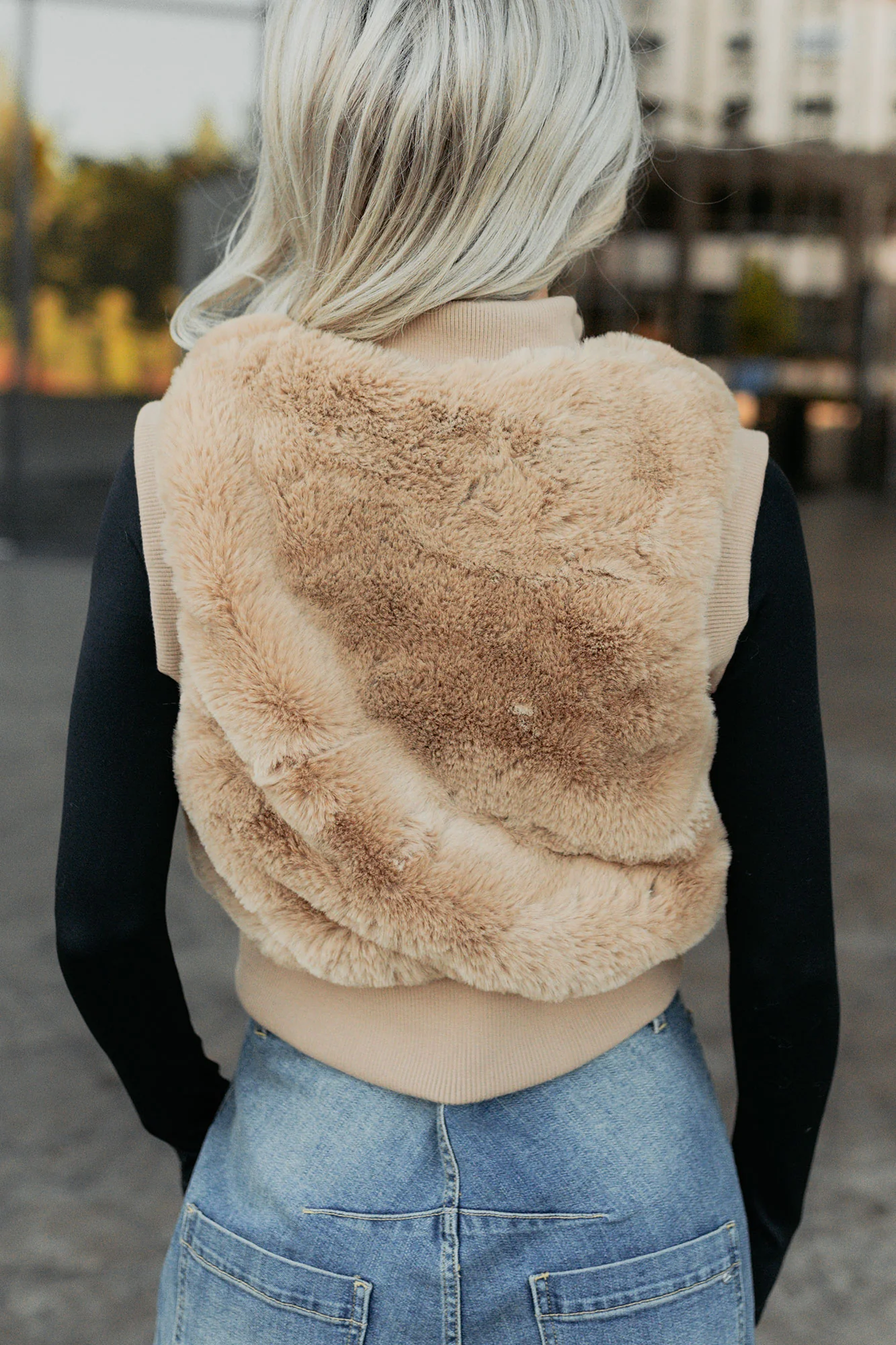 Needing You Near Faux Fur Zip-Up Vest (Khaki) - Image 4
