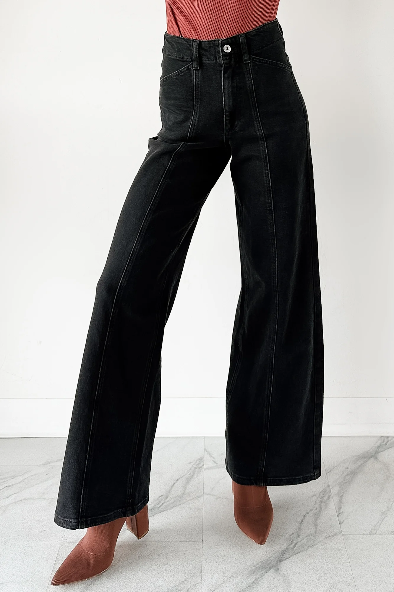Nelson High Rise Wide Leg Mica Denim Jeans (Black) - Image 2