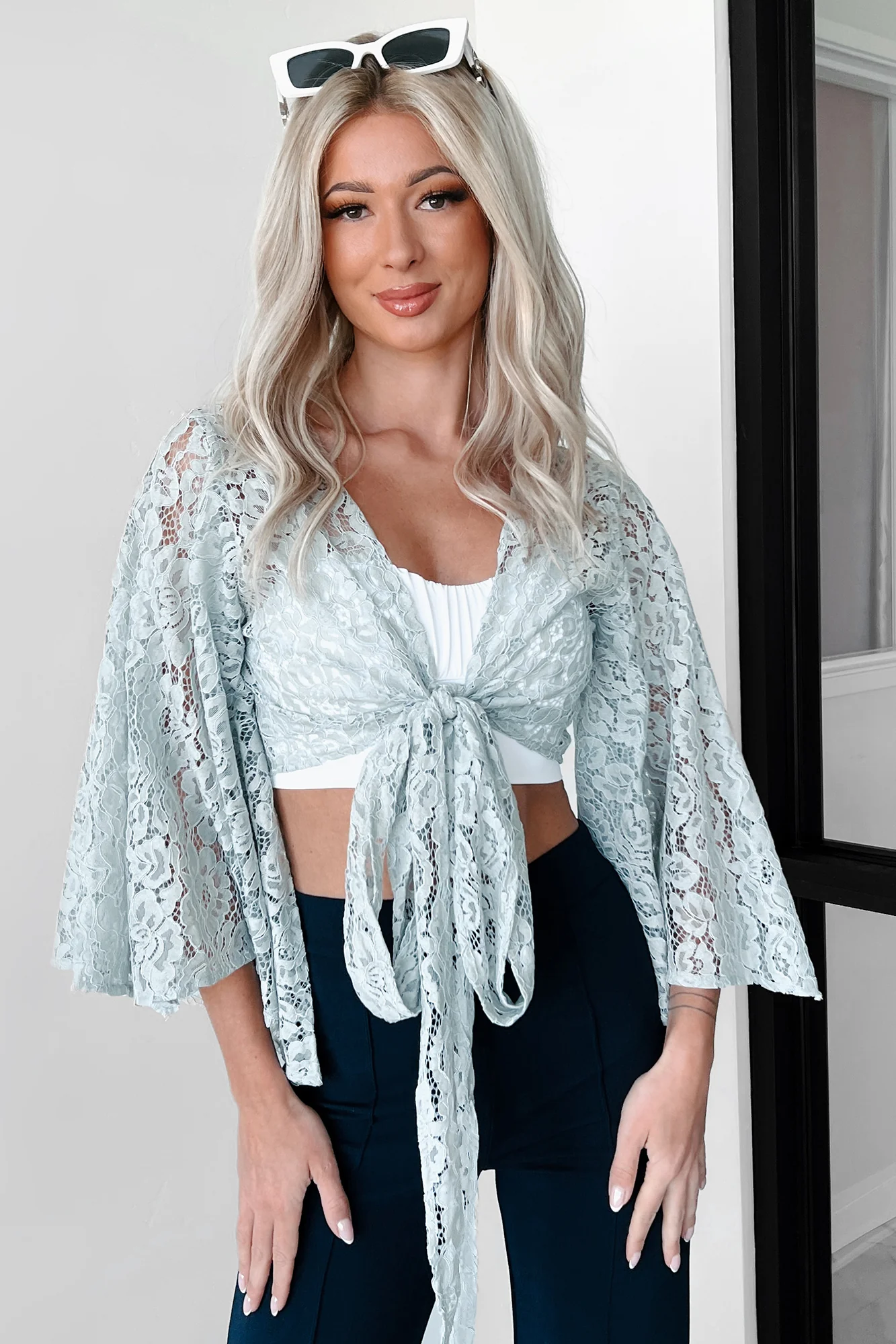 Neutral Nomad Lace Wrap Top (Dusty Blue) - Image 5