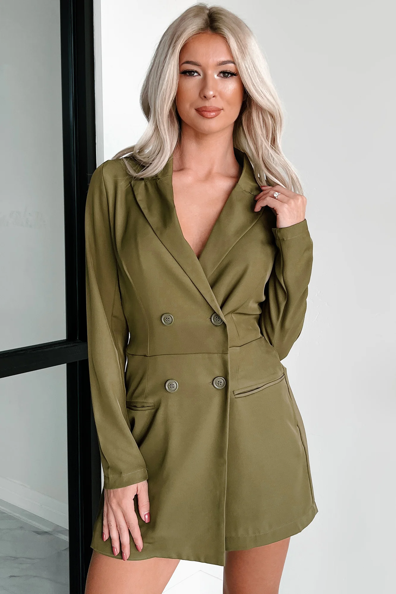New Career Paths Blazer Romper (Olive) - Image 12