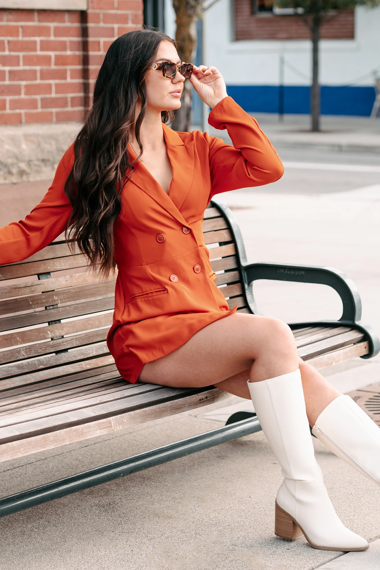 New Career Paths Blazer Romper (Rust) - Image 9