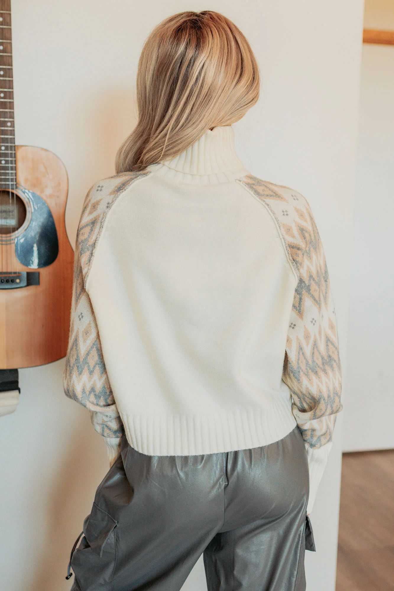 New Horizons Abstract Turtle Neck Sweater (Cream) - Image 7