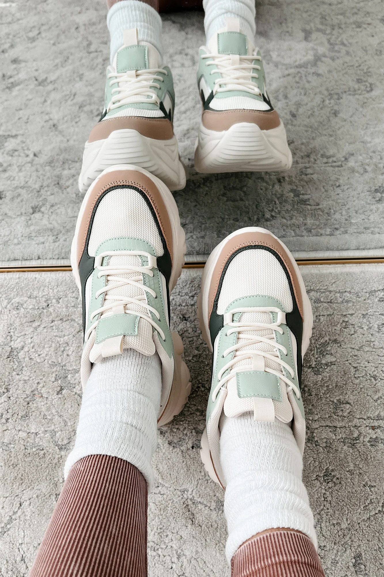 New Kicks Chunky Platform Sneakers (Khaki Multi) - Image 3