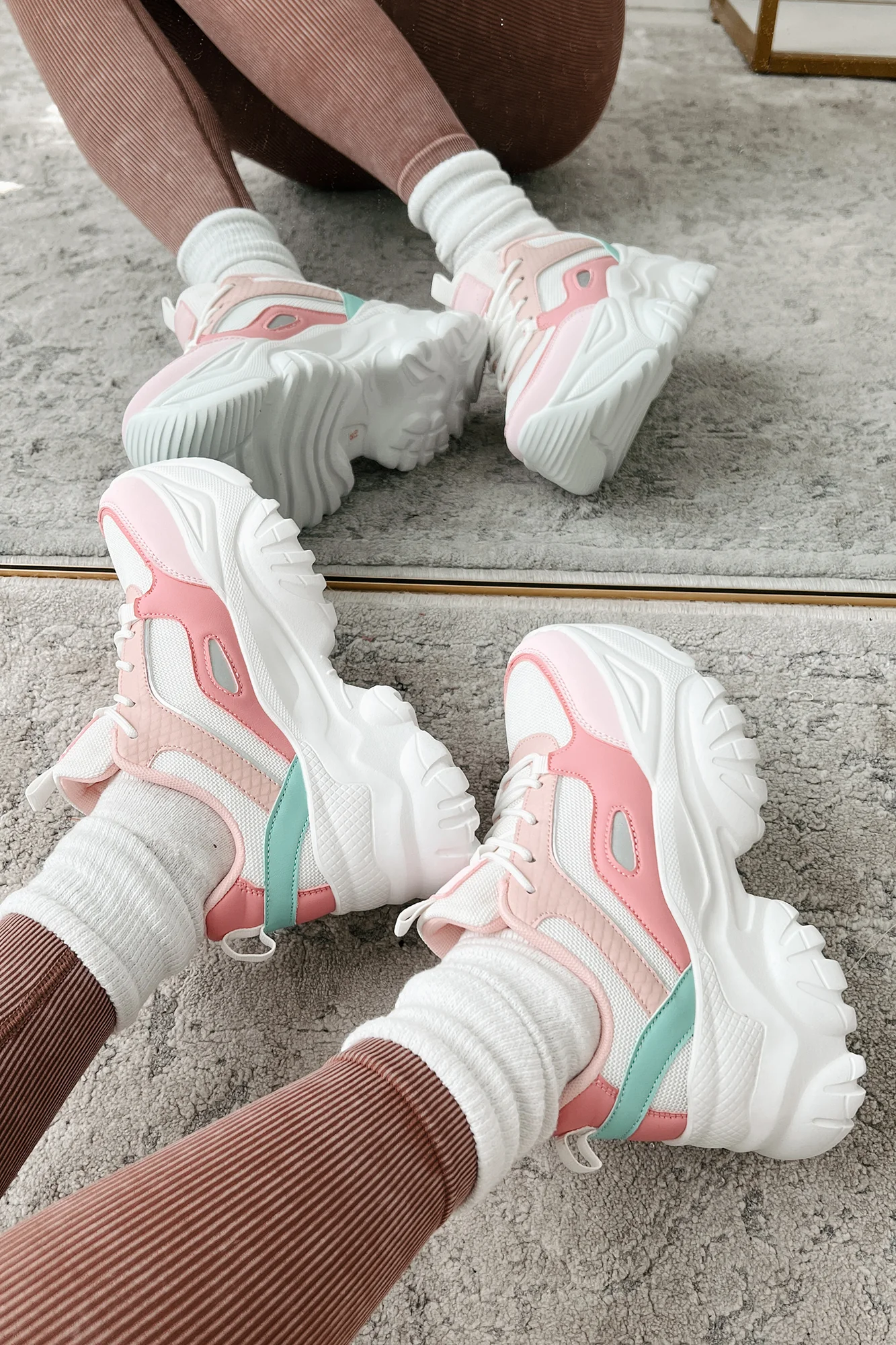 New Kicks Chunky Platform Sneakers (Pink Multi) - Image 3