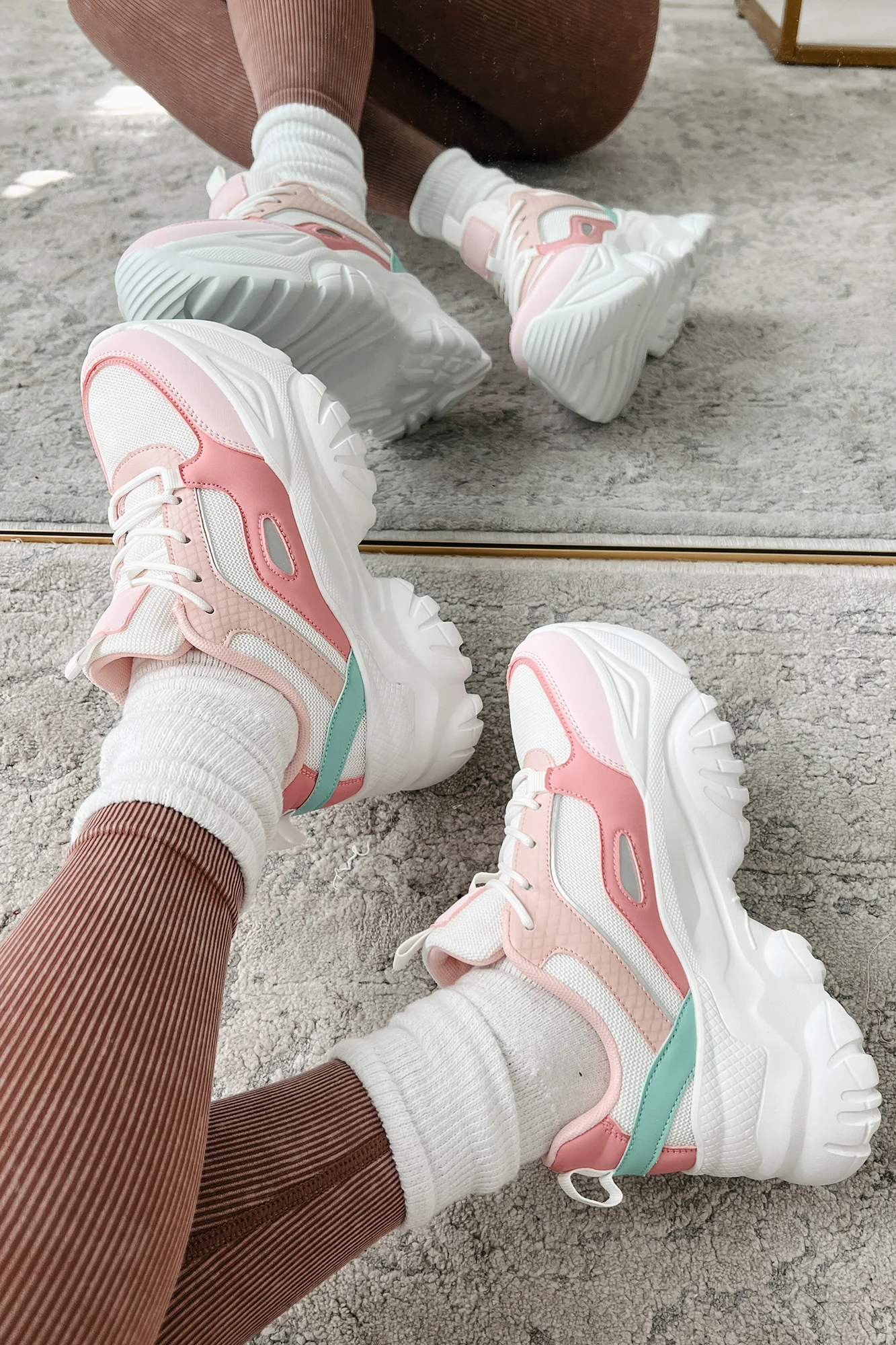 New Kicks Chunky Platform Sneakers (Pink Multi) - Image 4
