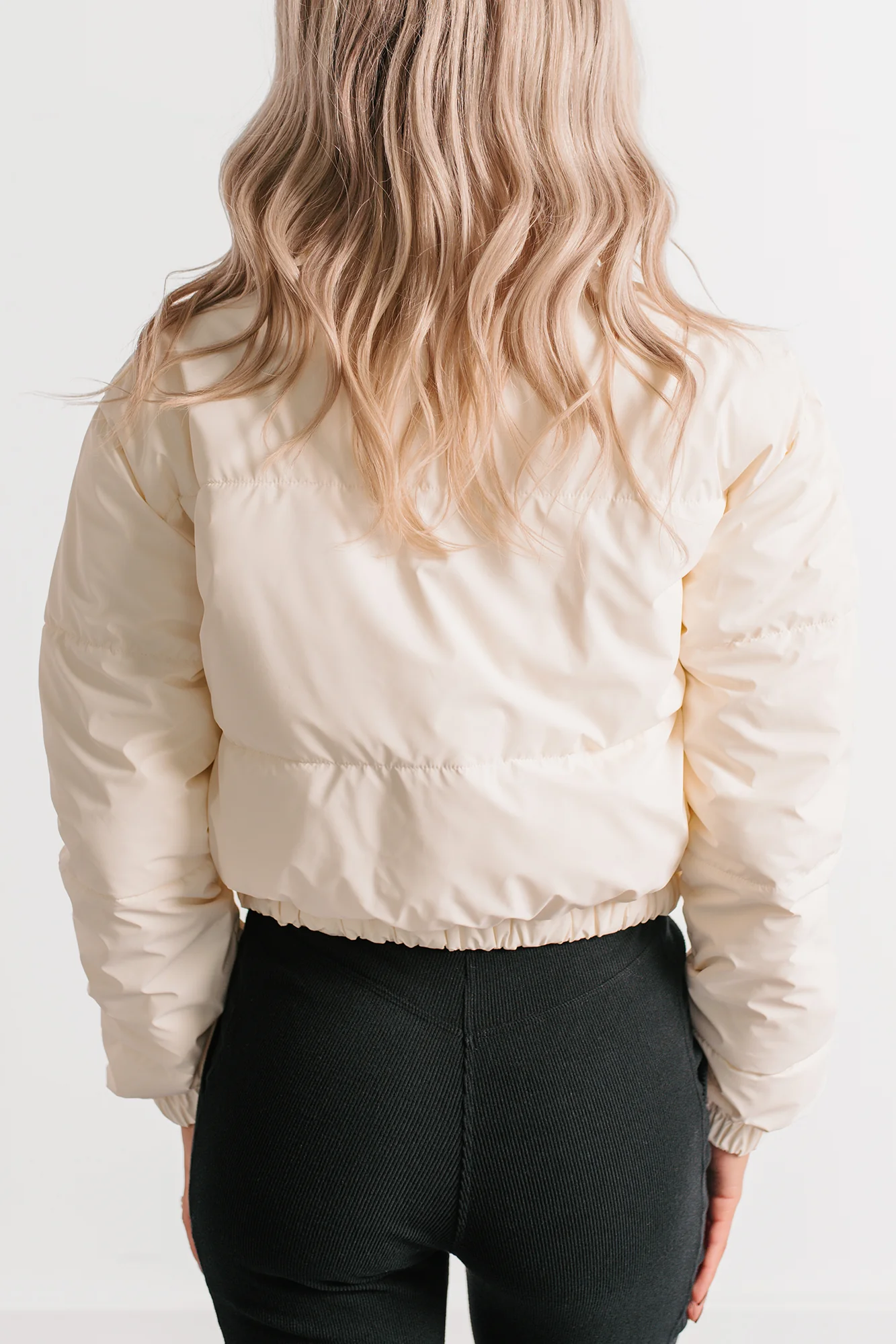Night Shift Mock Turtleneck Zip-Up Puffer Jacket (Off-White) - Image 4