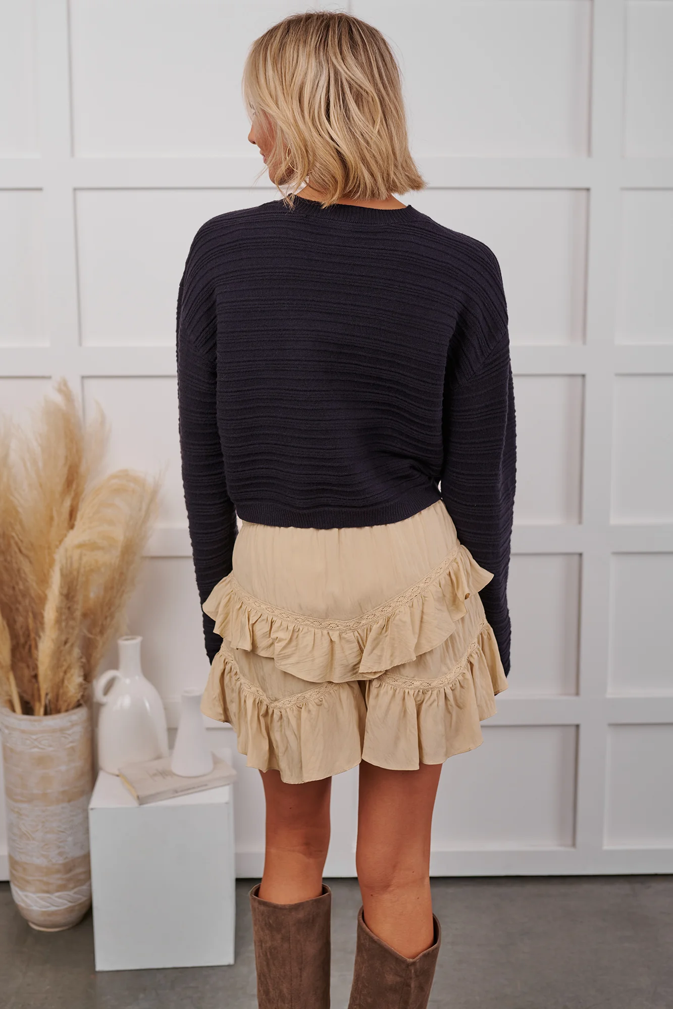 No Compromises Textured Knit Sweater (Black) - Image 6