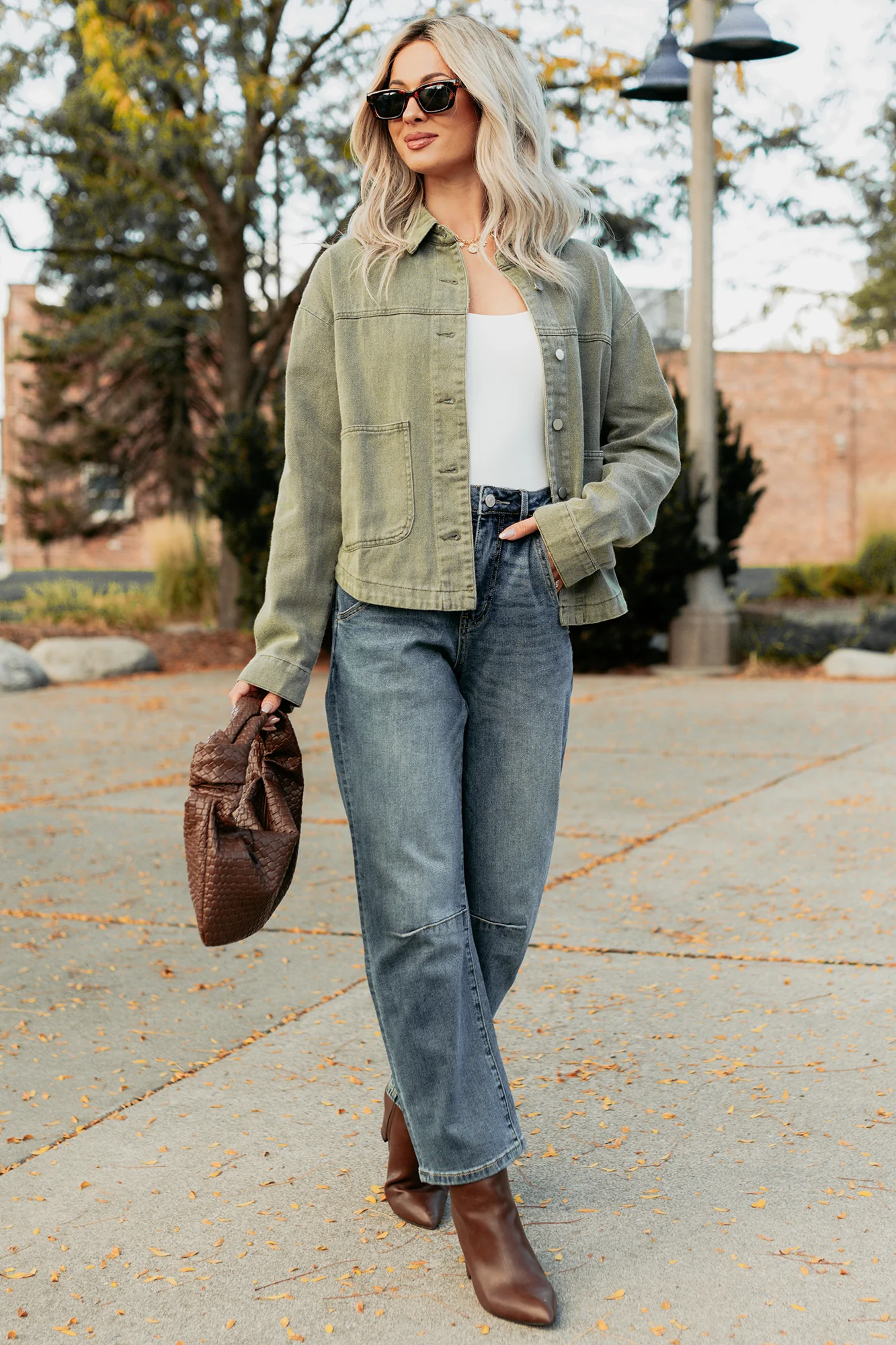 No Permission Denim Utility Jacket (Washed Olive) - Image 2