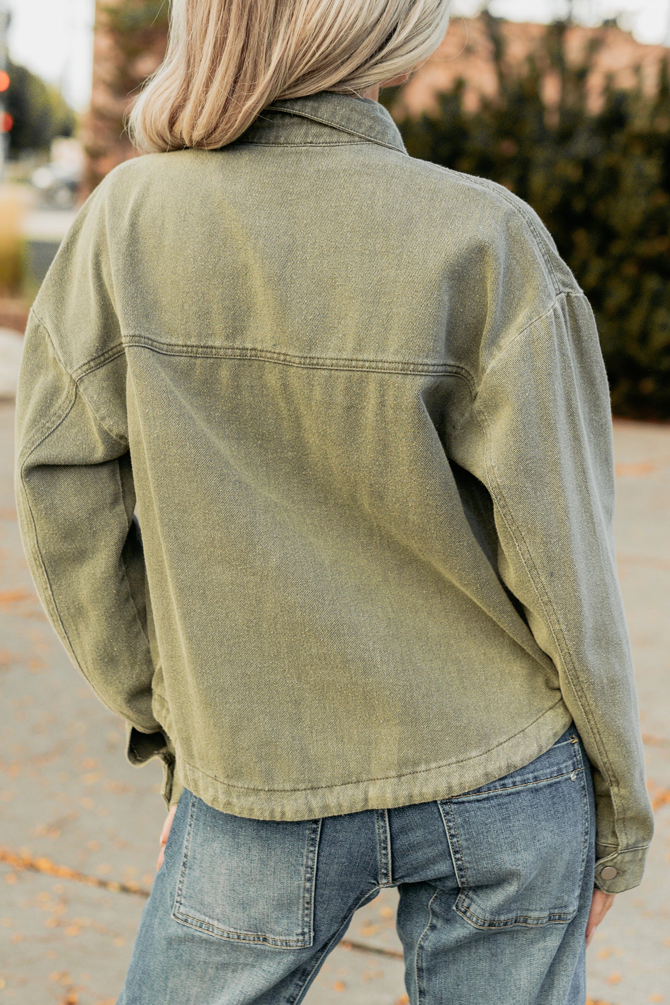 No Permission Denim Utility Jacket (Washed Olive) - Image 4