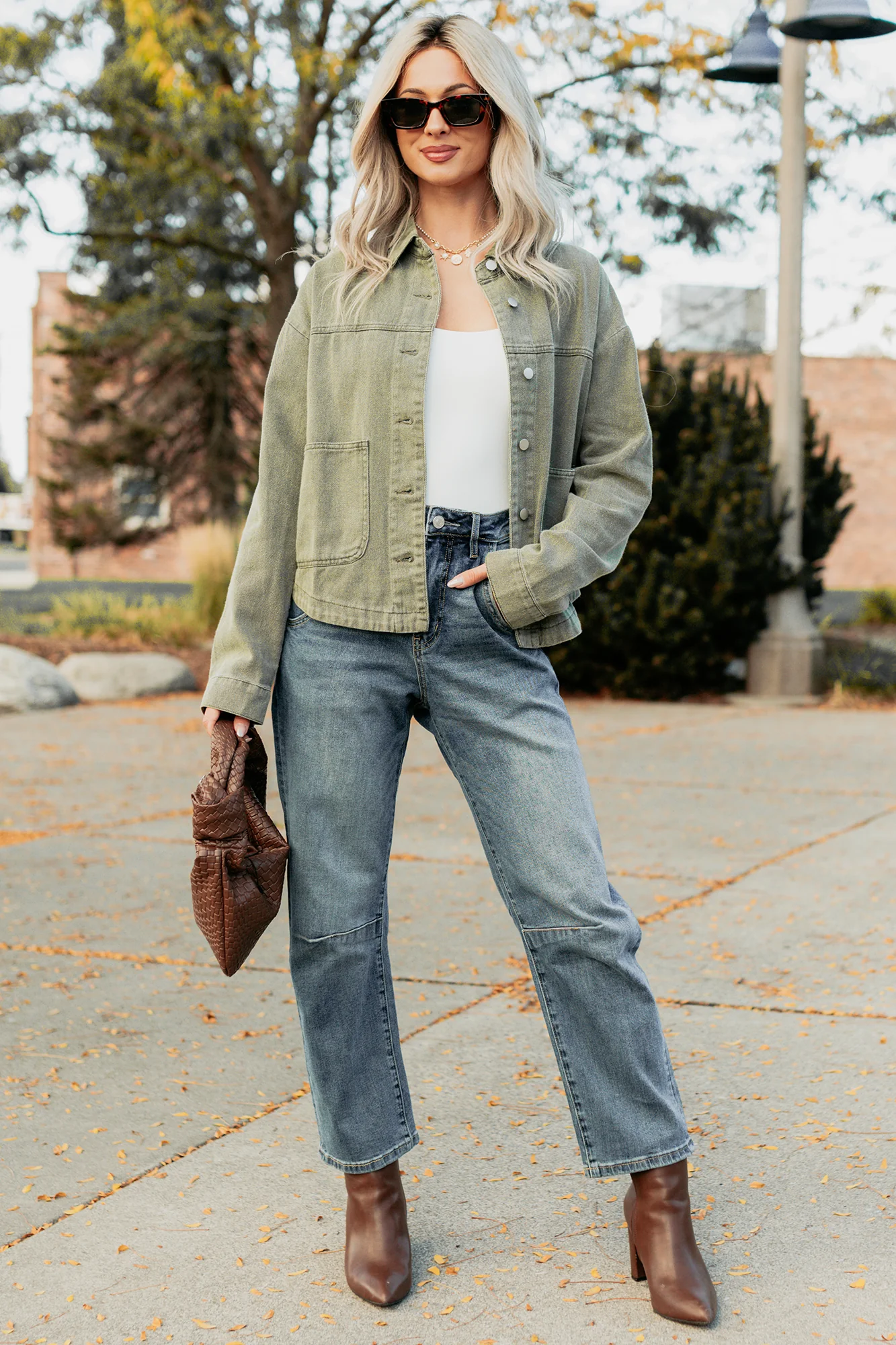No Permission Denim Utility Jacket (Washed Olive) - Image 7