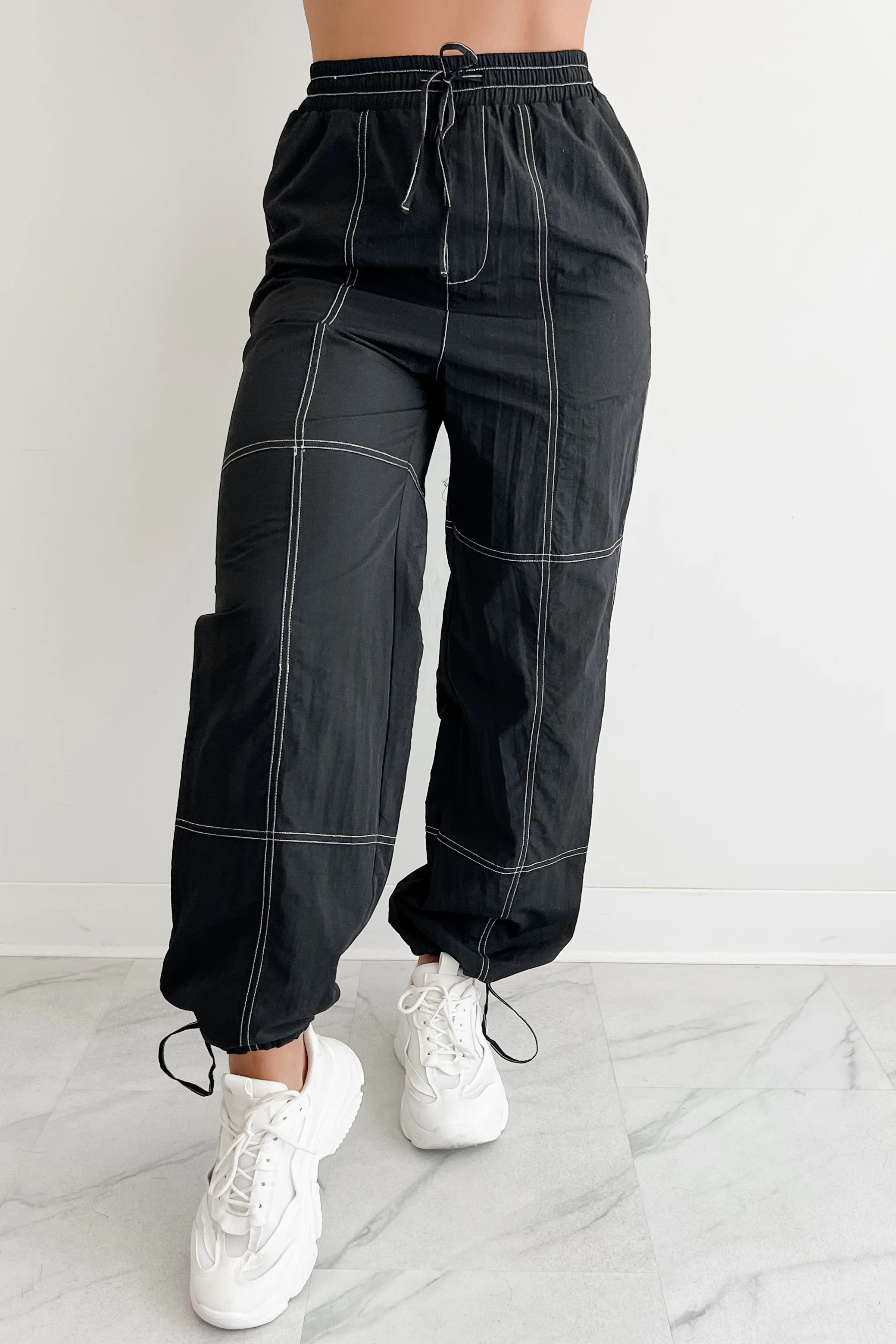No Plot Needed Parachute Jogger Pants (Black) - Image 2