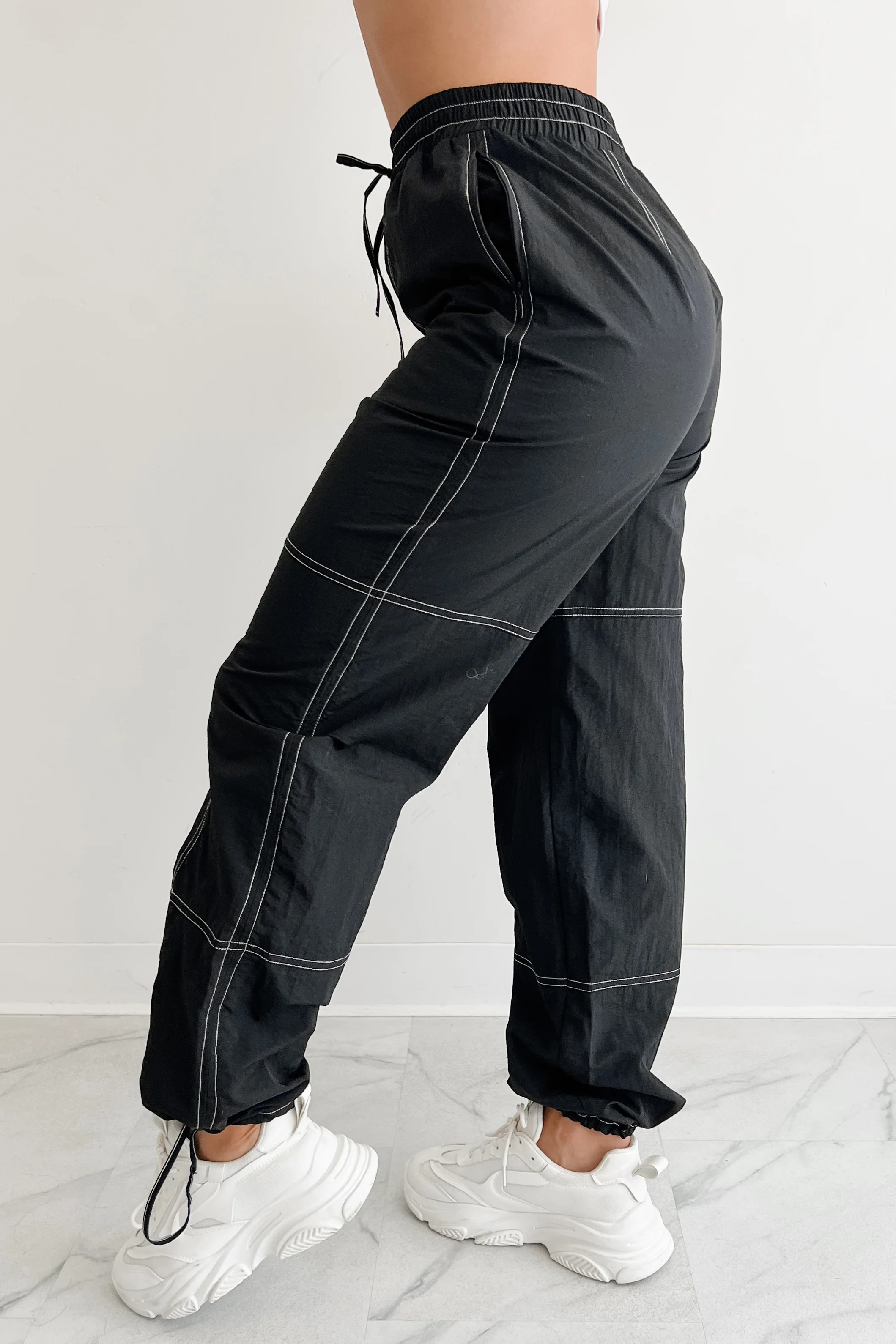 No Plot Needed Parachute Jogger Pants (Black) - Image 3