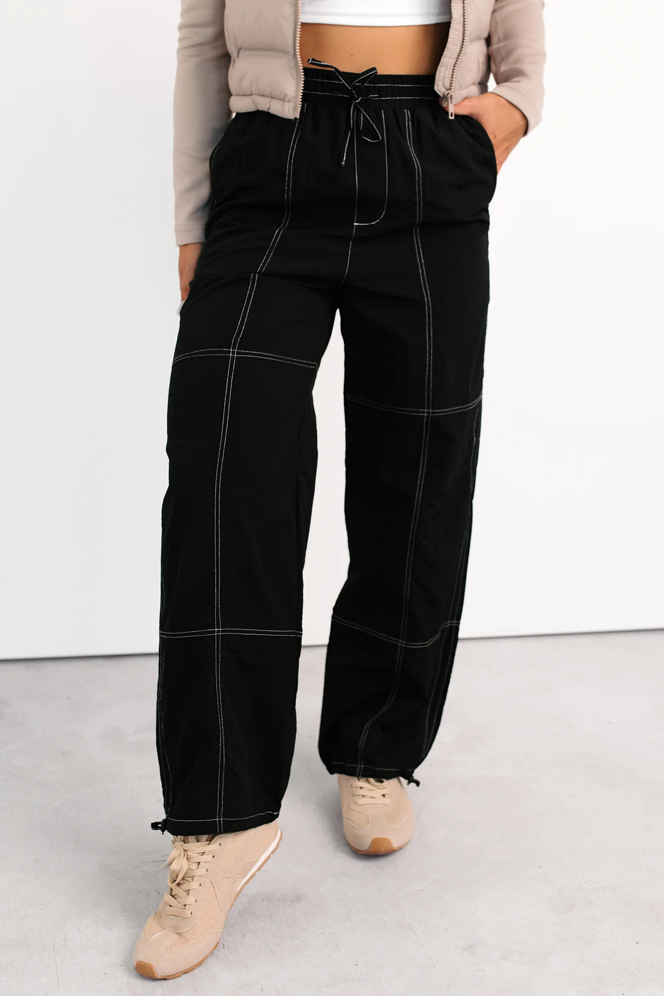 No Plot Needed Parachute Jogger Pants (Black) - Image 5