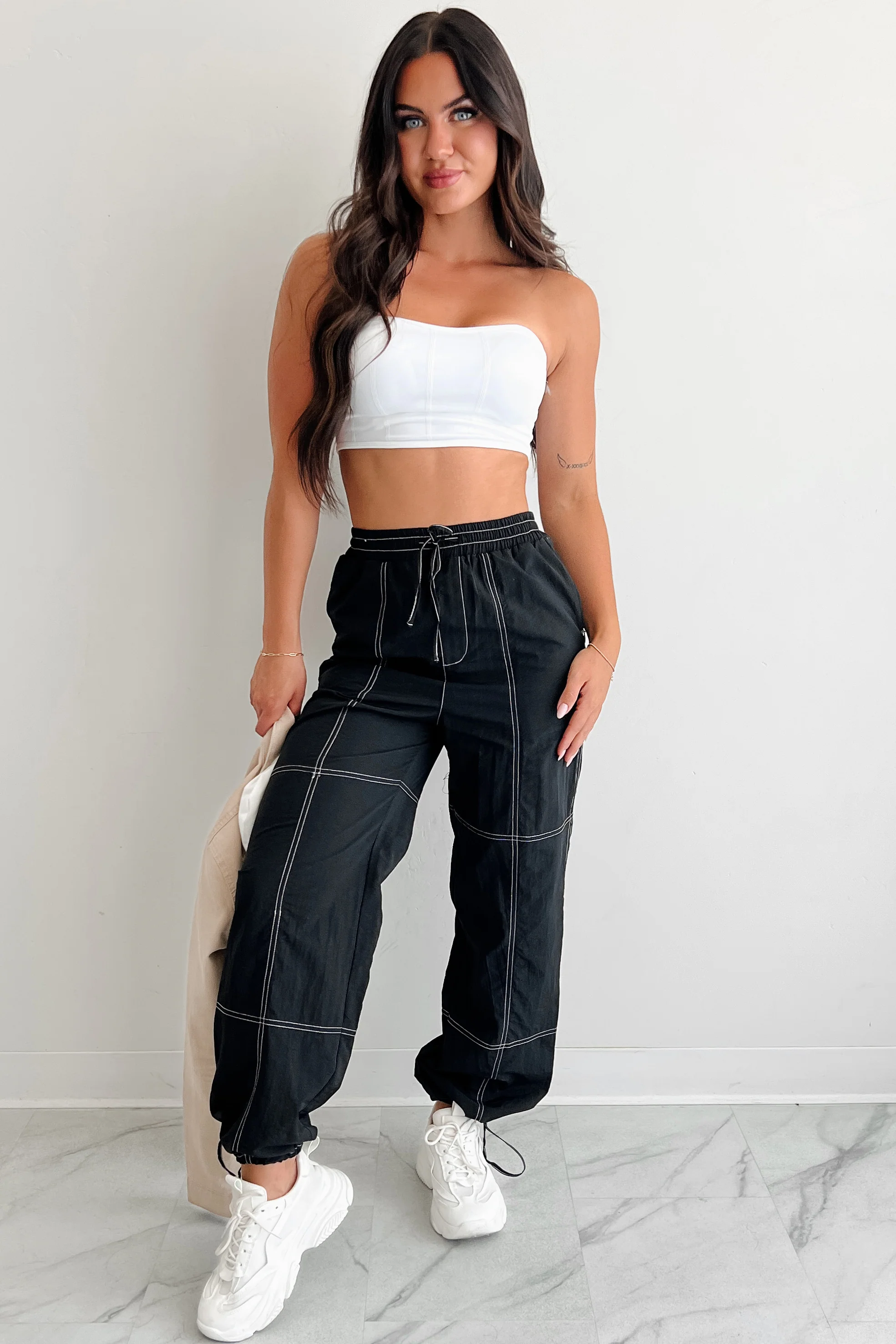 No Plot Needed Parachute Jogger Pants (Black) - Image 7
