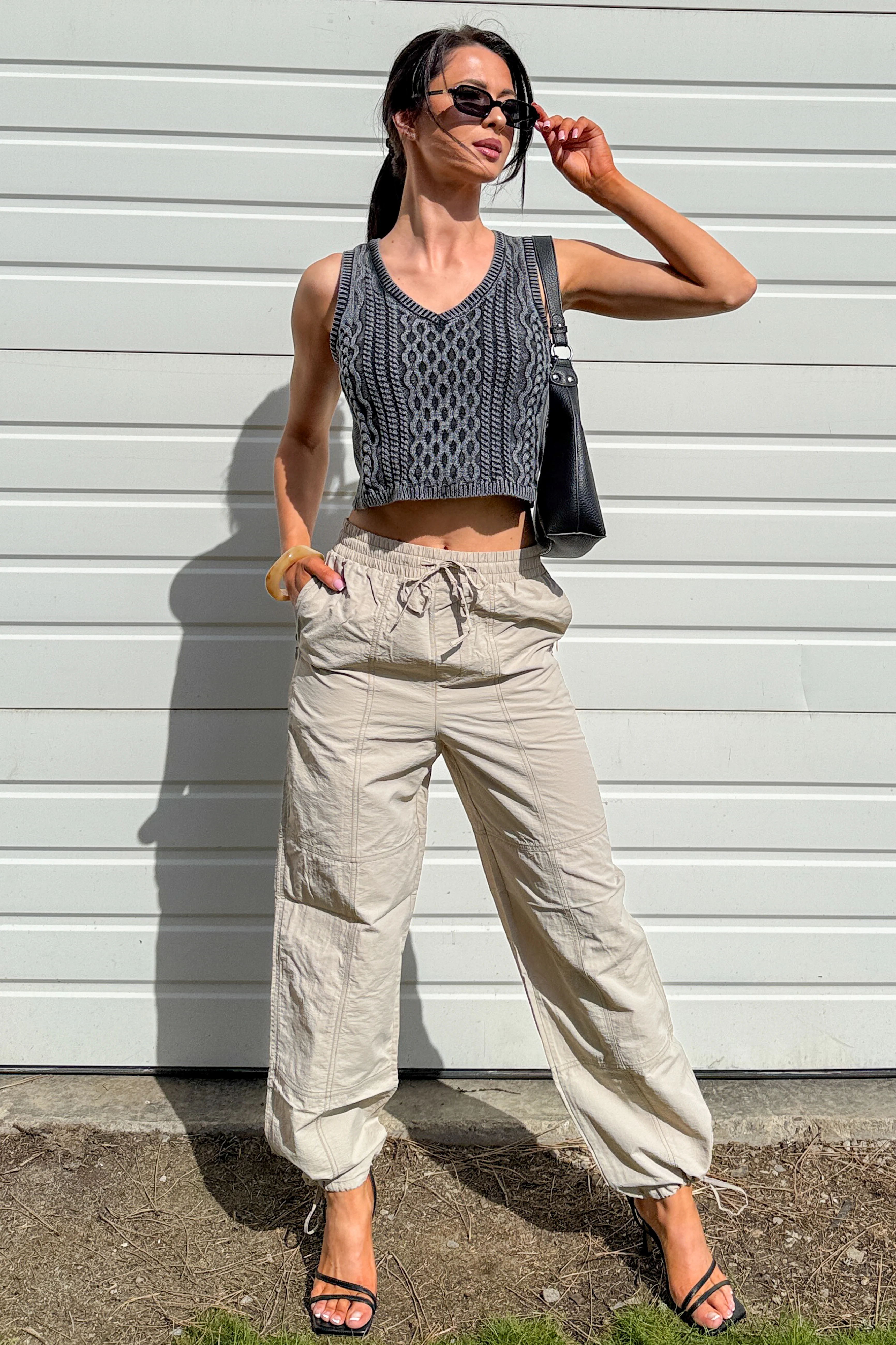 No Plot Needed Parachute Jogger Pants (Coconut Milk) - Image 2