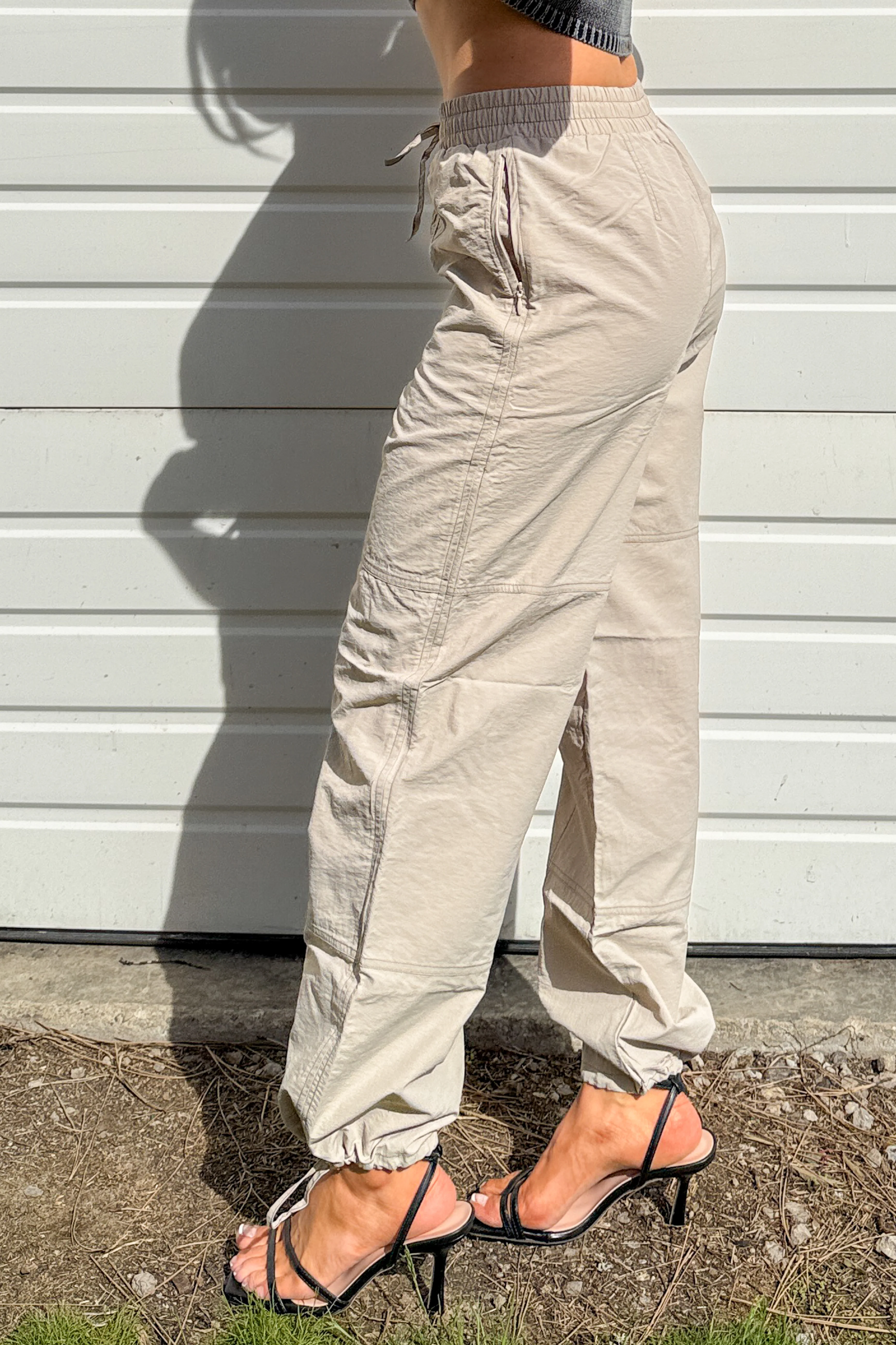 No Plot Needed Parachute Jogger Pants (Coconut Milk) - Image 3