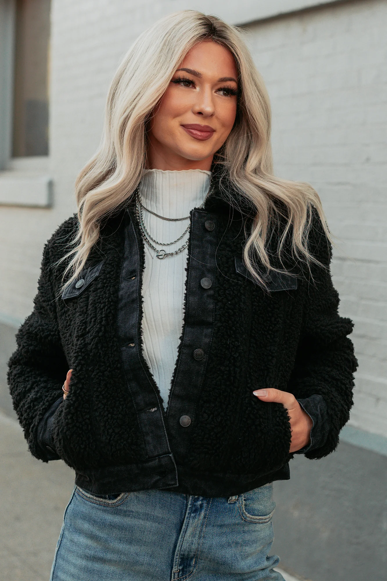 No Worries Here Sherpa Crop Kancan Jacket (Black) - Image 12