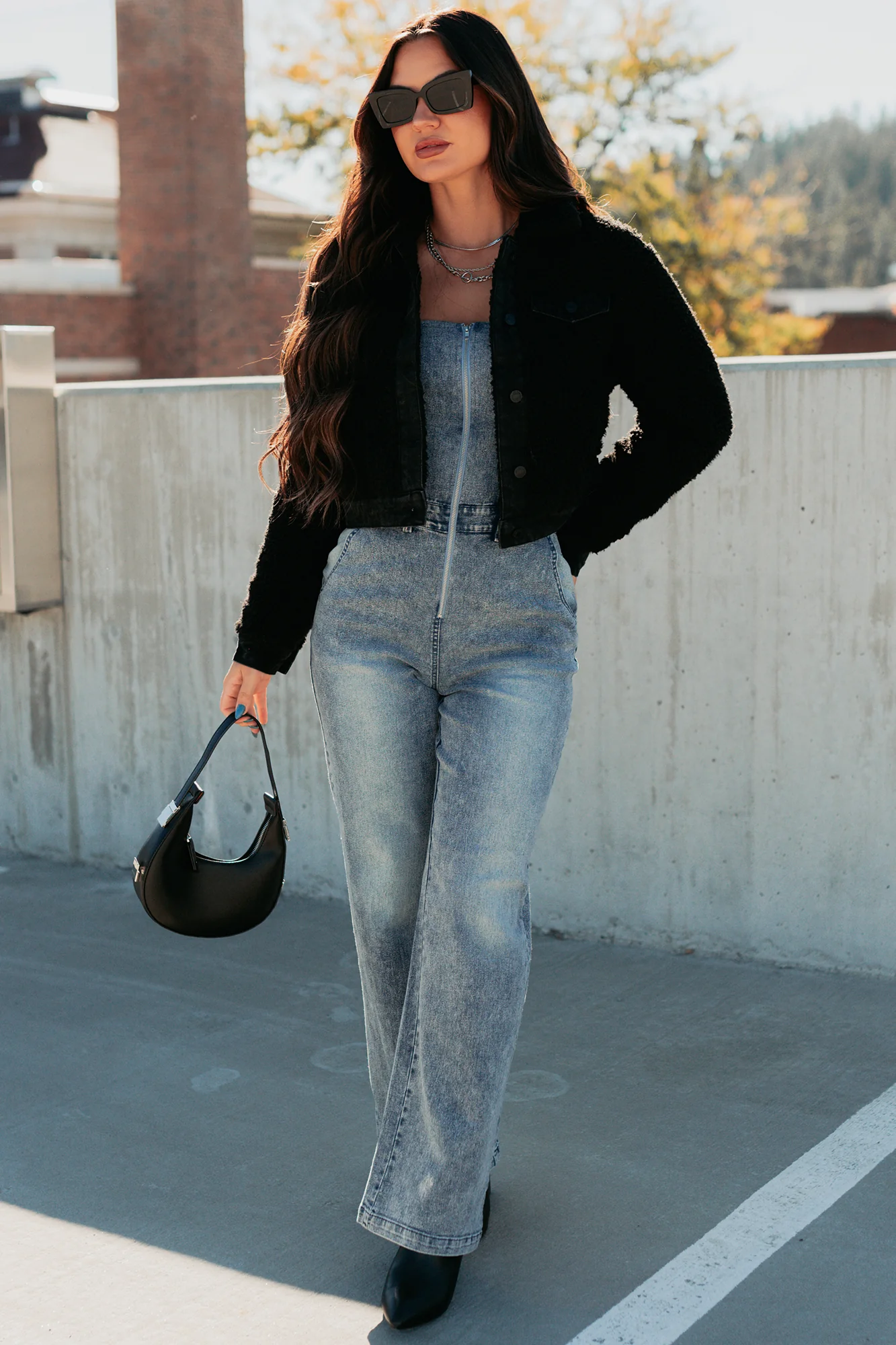 No Worries Here Sherpa Crop Kancan Jacket (Black) - Image 3