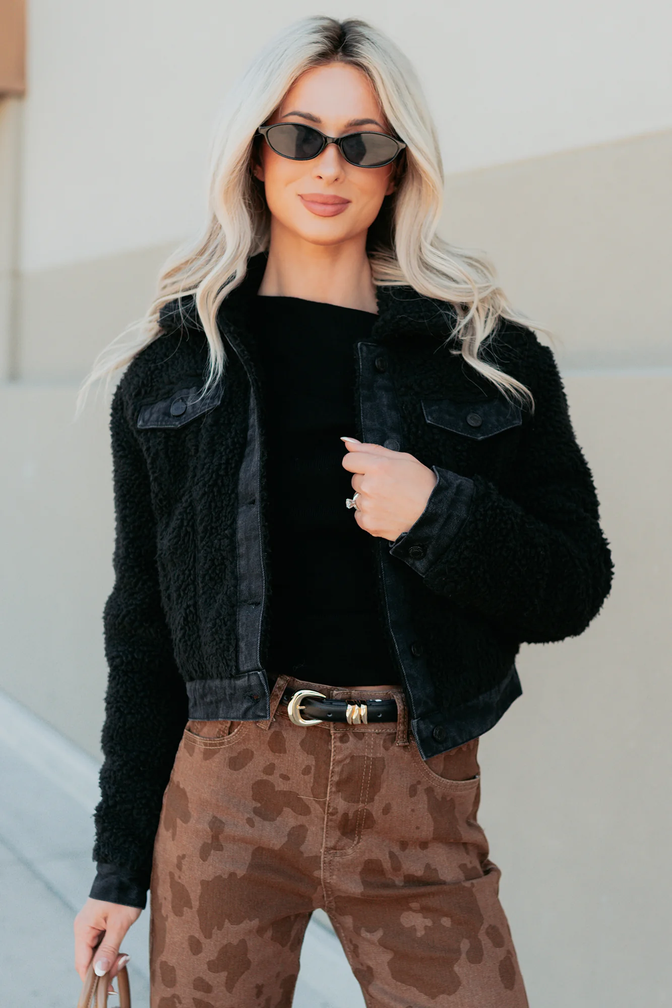 No Worries Here Sherpa Crop Kancan Jacket (Black) - Image 4