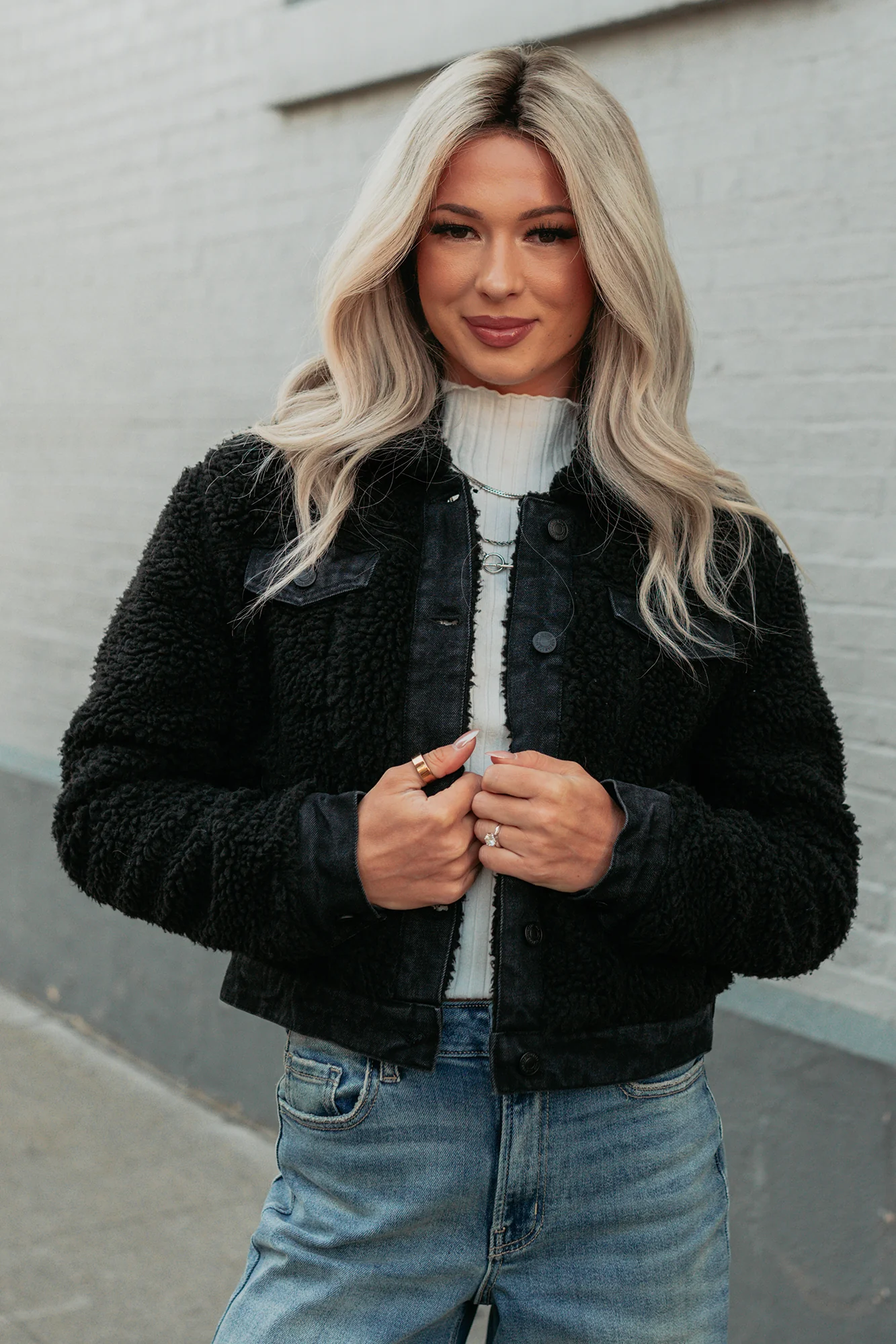 No Worries Here Sherpa Crop Kancan Jacket (Black) - Image 7
